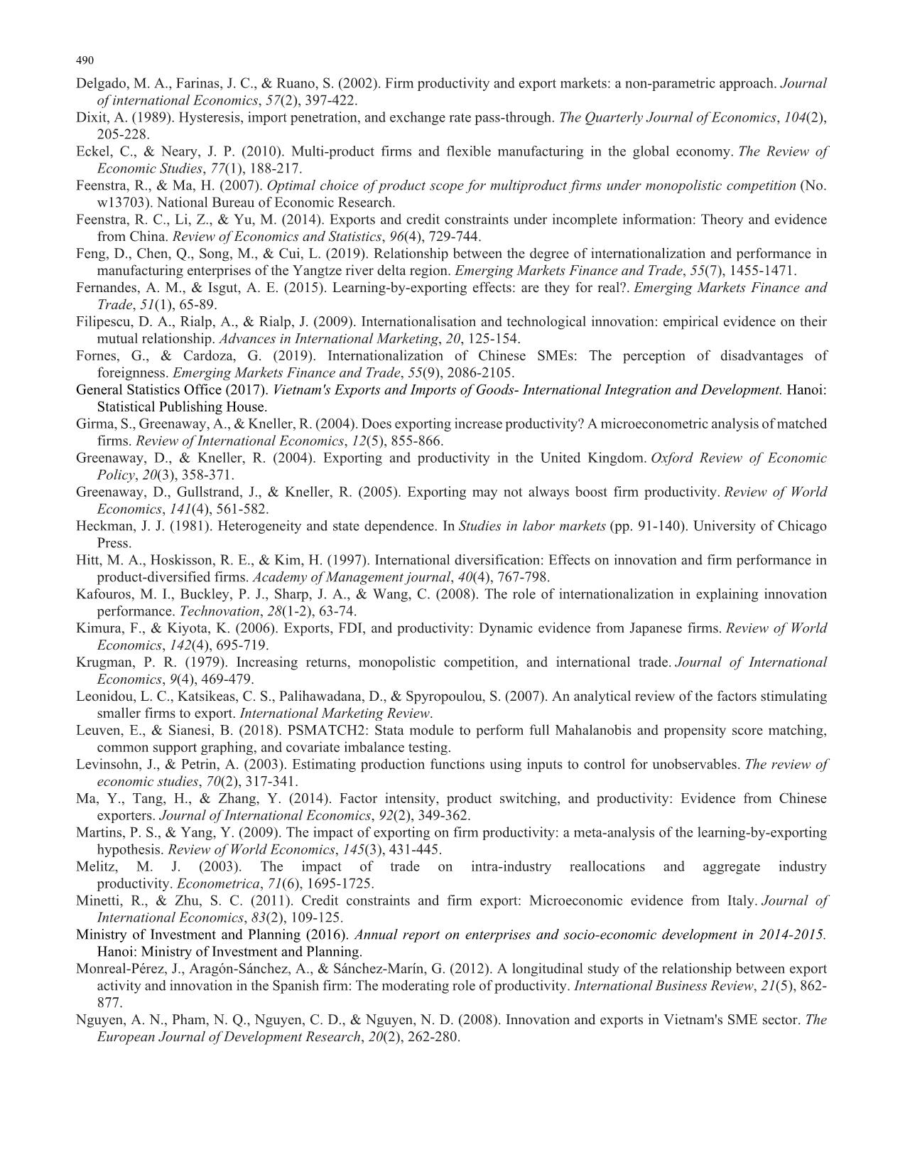 A longitudinal study of self-selection, learning-by-exporting and core-competence: The case of smalland medium-sized enterprises in Vietnam trang 10