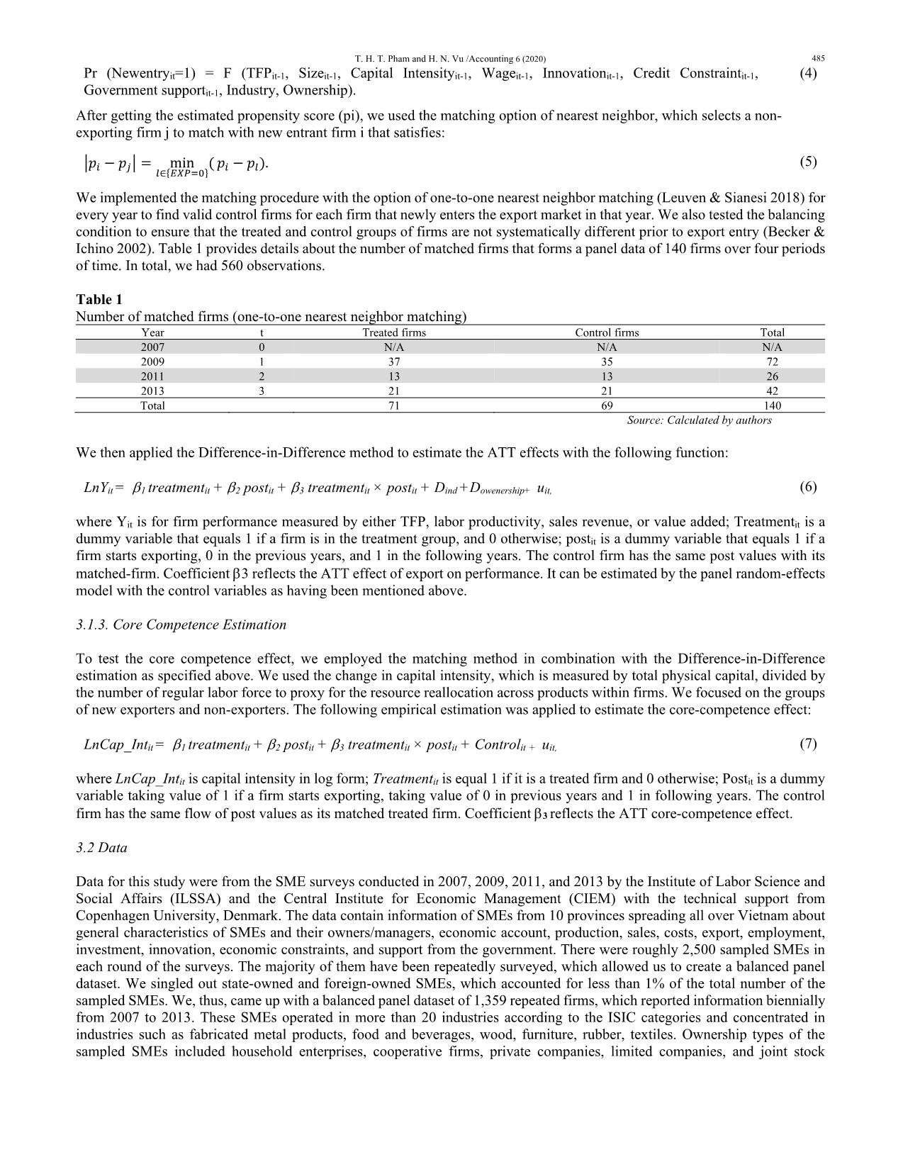 A longitudinal study of self-selection, learning-by-exporting and core-competence: The case of smalland medium-sized enterprises in Vietnam trang 5