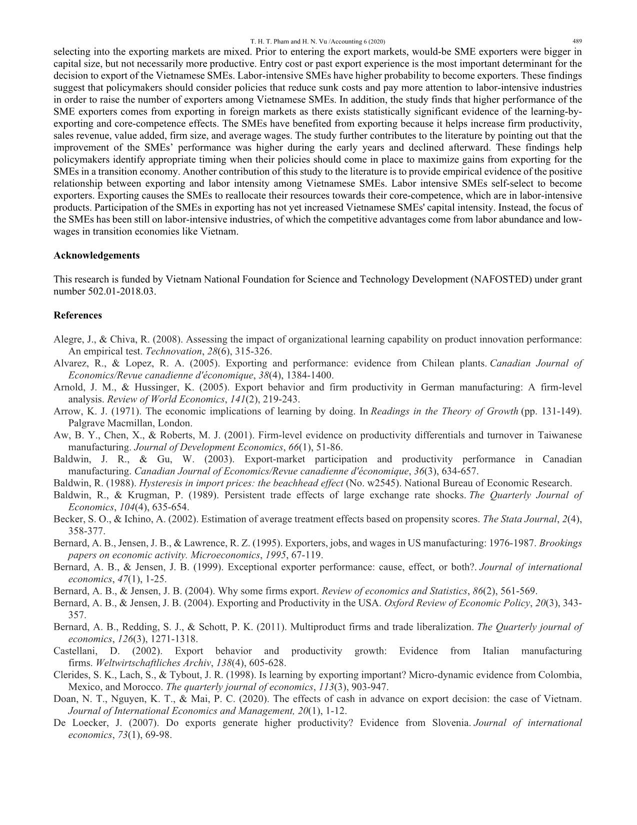 A longitudinal study of self-selection, learning-by-exporting and core-competence: The case of smalland medium-sized enterprises in Vietnam trang 9