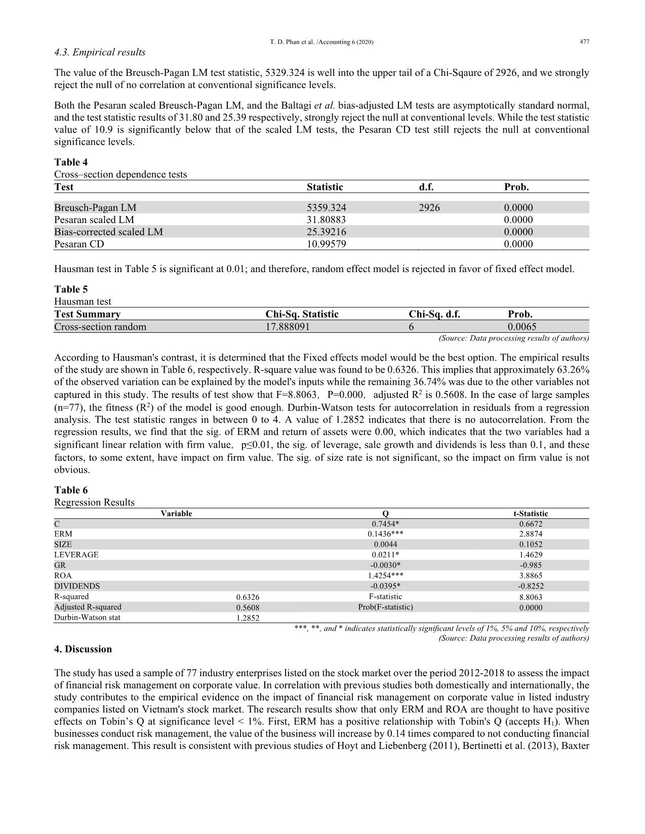 The effect of enterprise risk management on firm value: Evidence from Vietnam industry listed enterprises trang 5