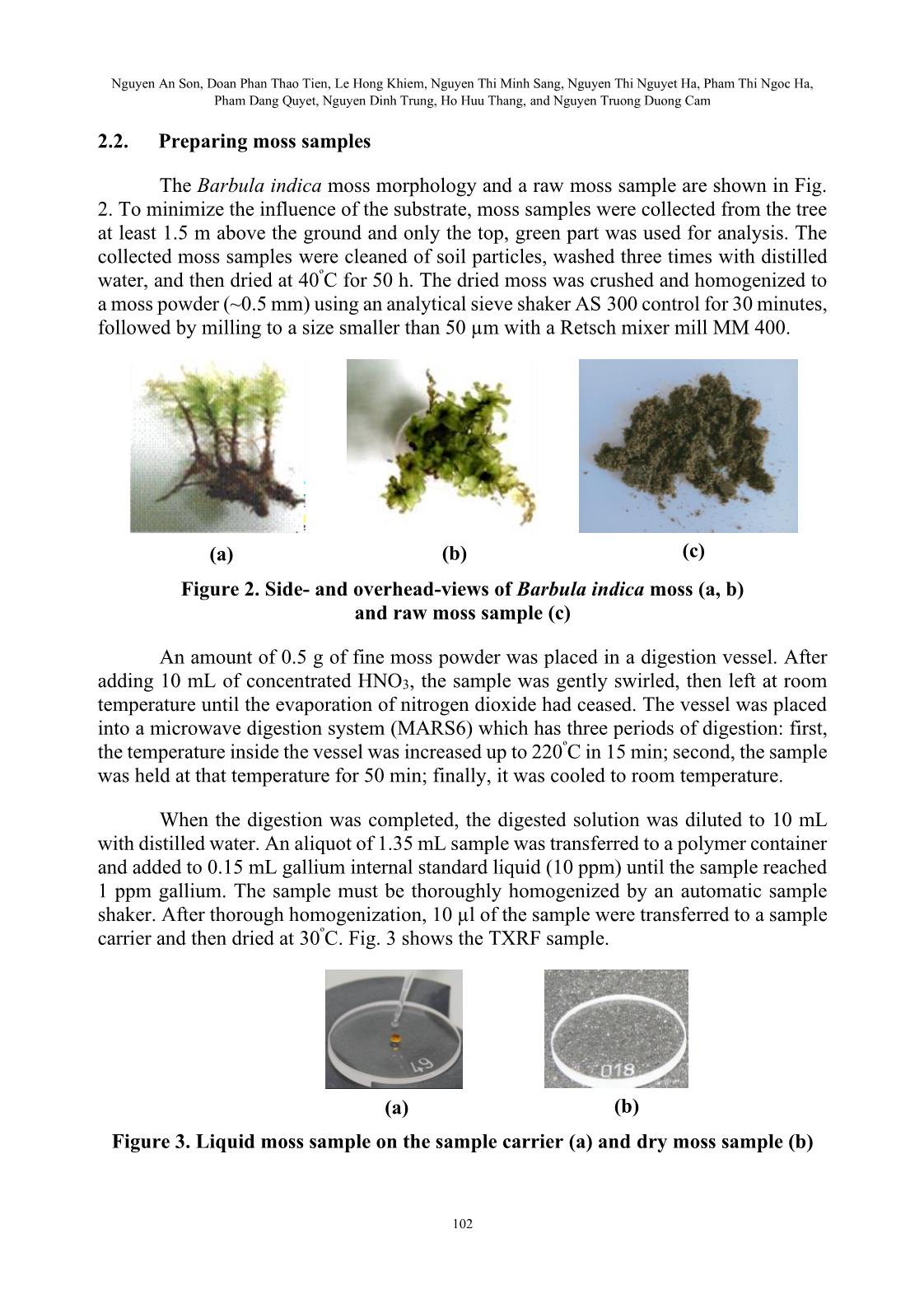Phân tích nguyên tố vết lắng đọng trong không khí qua rêu barbula indica tại thành phố bảo lộc sử dụng kỹ thuật huỳnh quang tia X phản xạ toàn phần trang 5