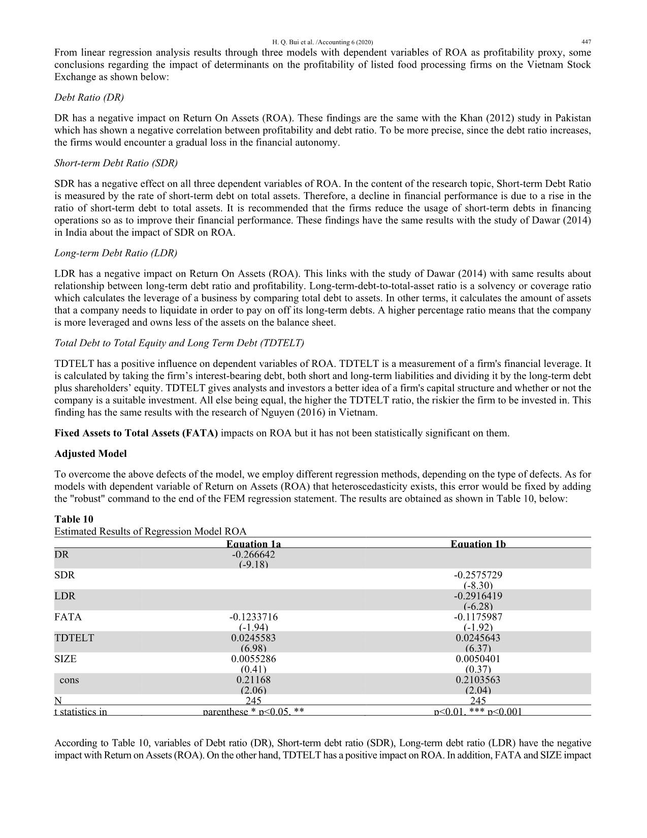 Determinants influencing the profitability of listed food processing firms in Vietnam trang 7