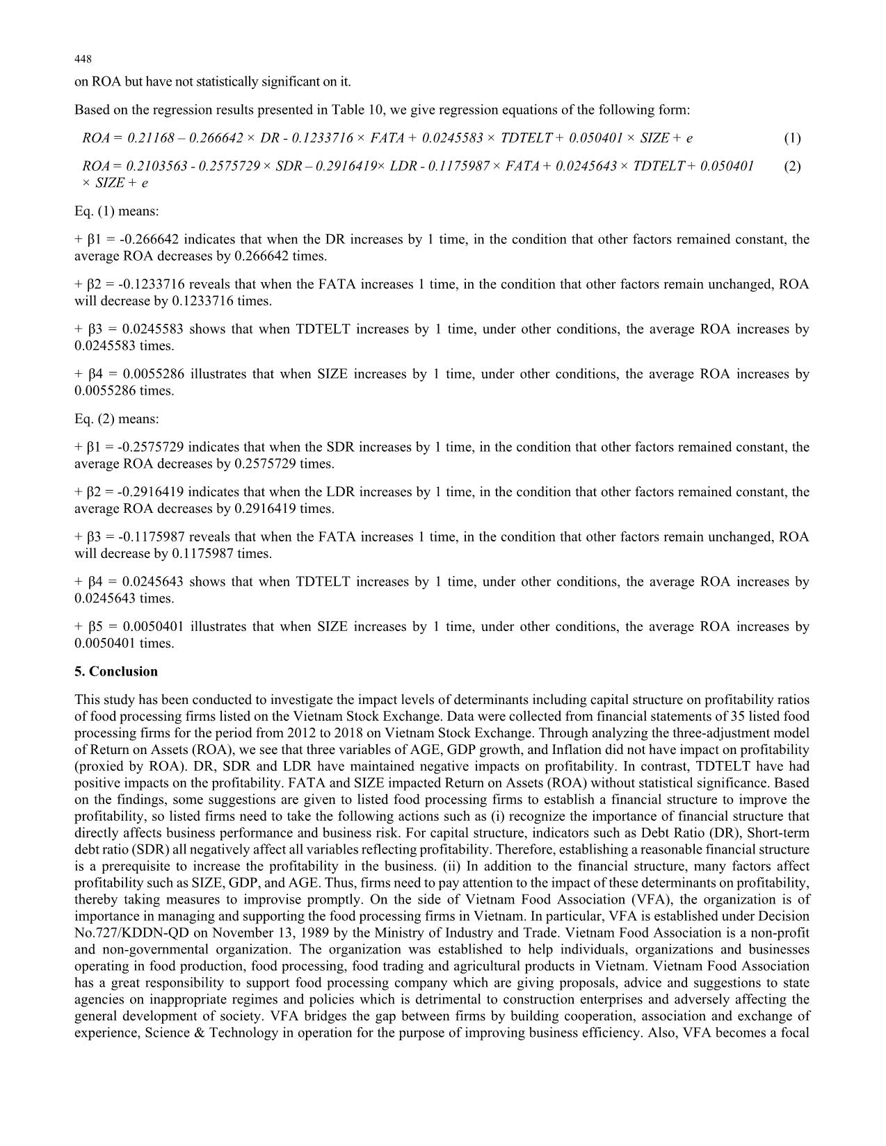 Determinants influencing the profitability of listed food processing firms in Vietnam trang 8