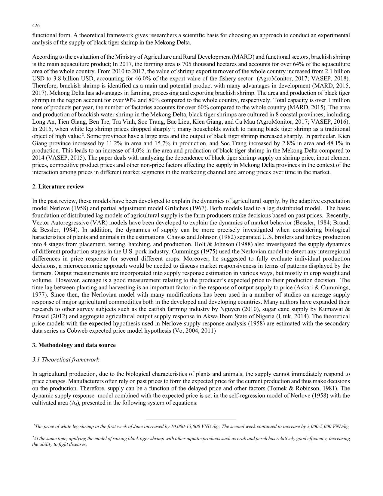 Analysis of supply response of black tiger shrimp production using Nerlove model trang 2