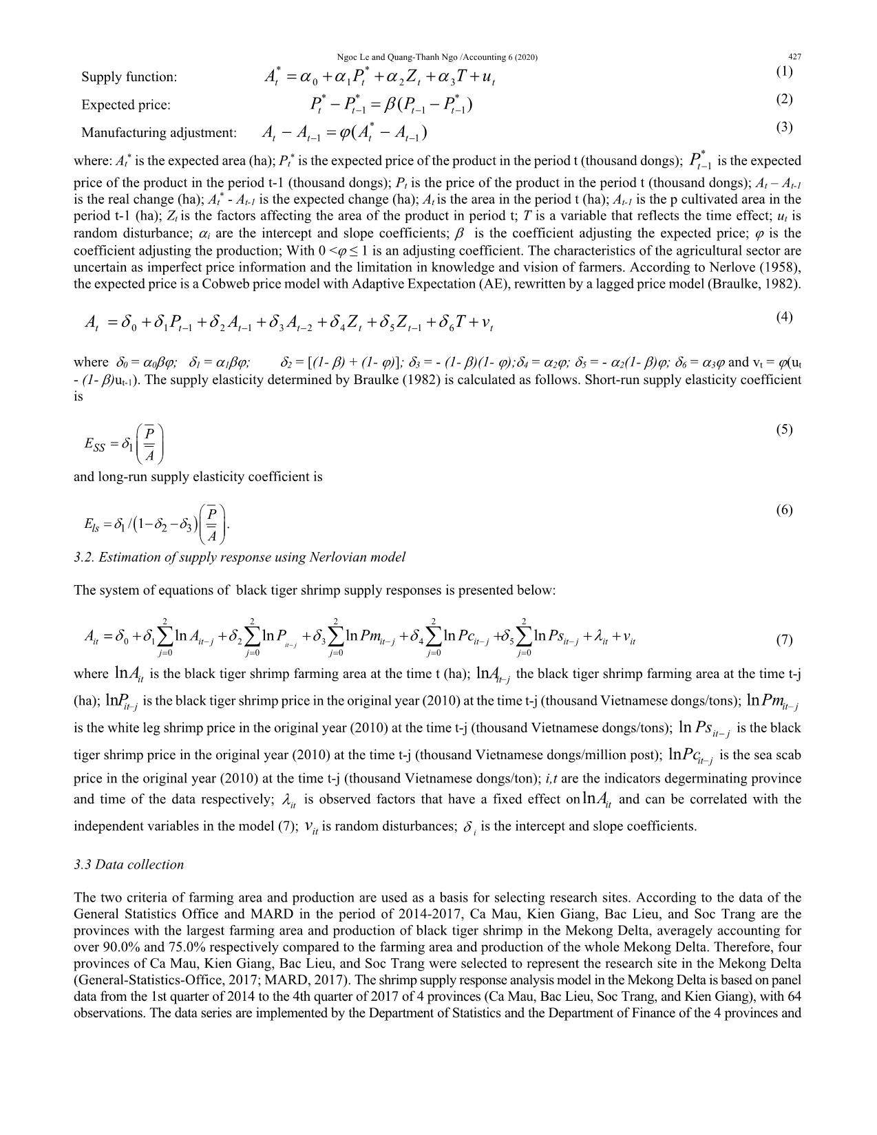 Analysis of supply response of black tiger shrimp production using Nerlove model trang 3