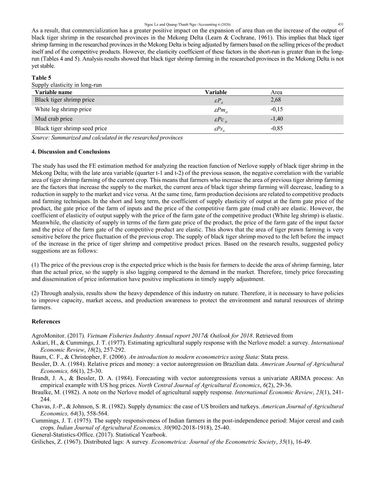 Analysis of supply response of black tiger shrimp production using Nerlove model trang 7