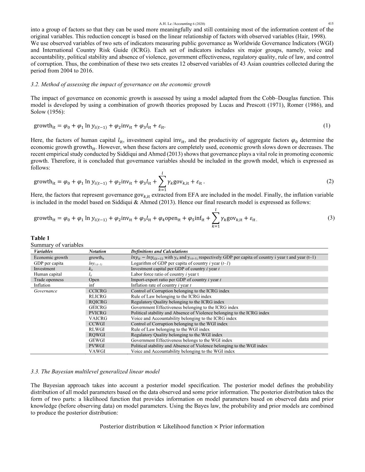 The governance quality-growth nexus revisited: A new evidence from the Bayesian multilevel generalized linear model trang 3