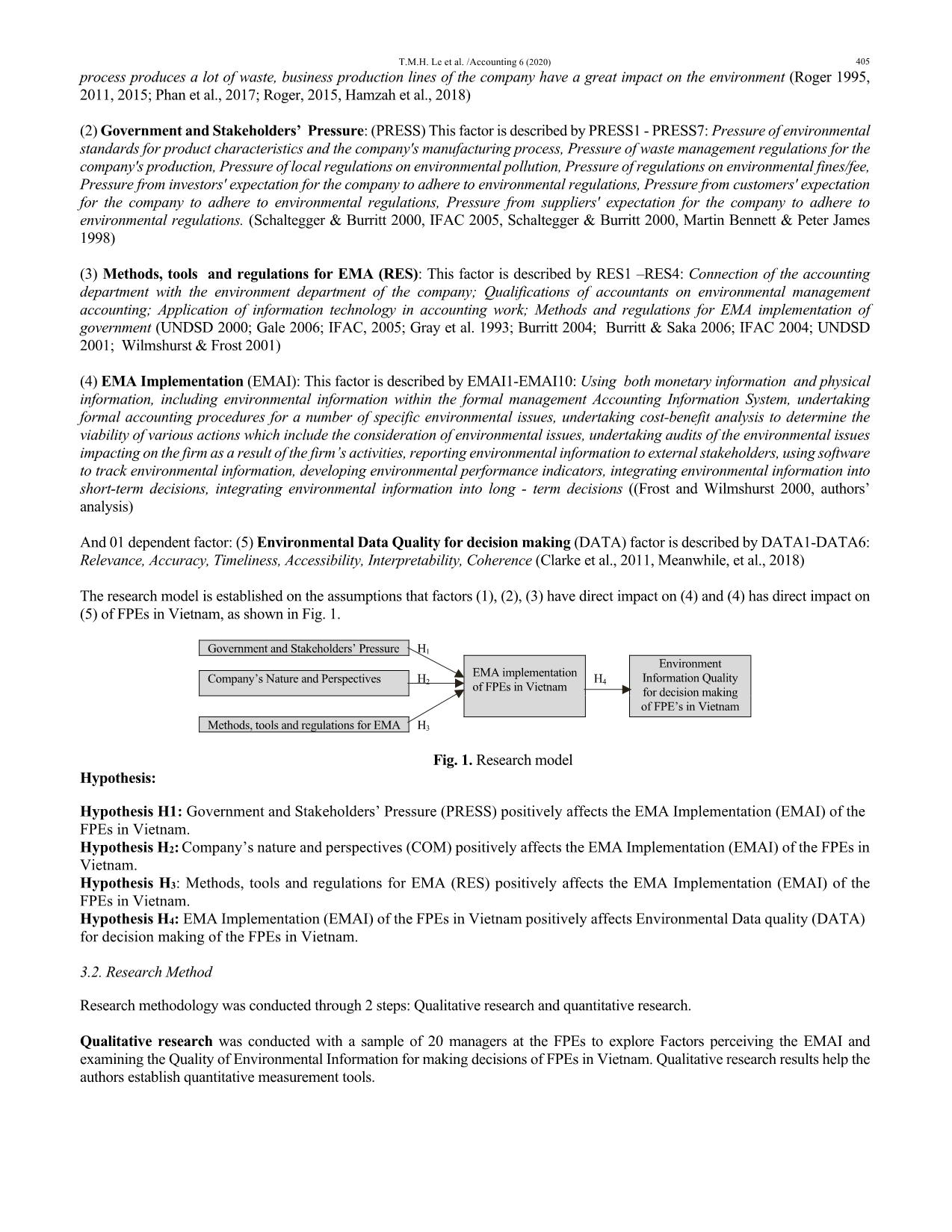 Factors affecting the environmental management accounting implementation and the quality of environmental information for making decisions of fishery processing enterprises in Vietnam trang 5