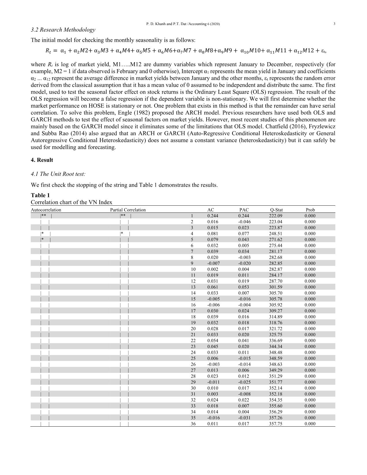 Efficient market hypothesis and calendar effects: Empirical evidences from the Vietnam stock markets trang 3