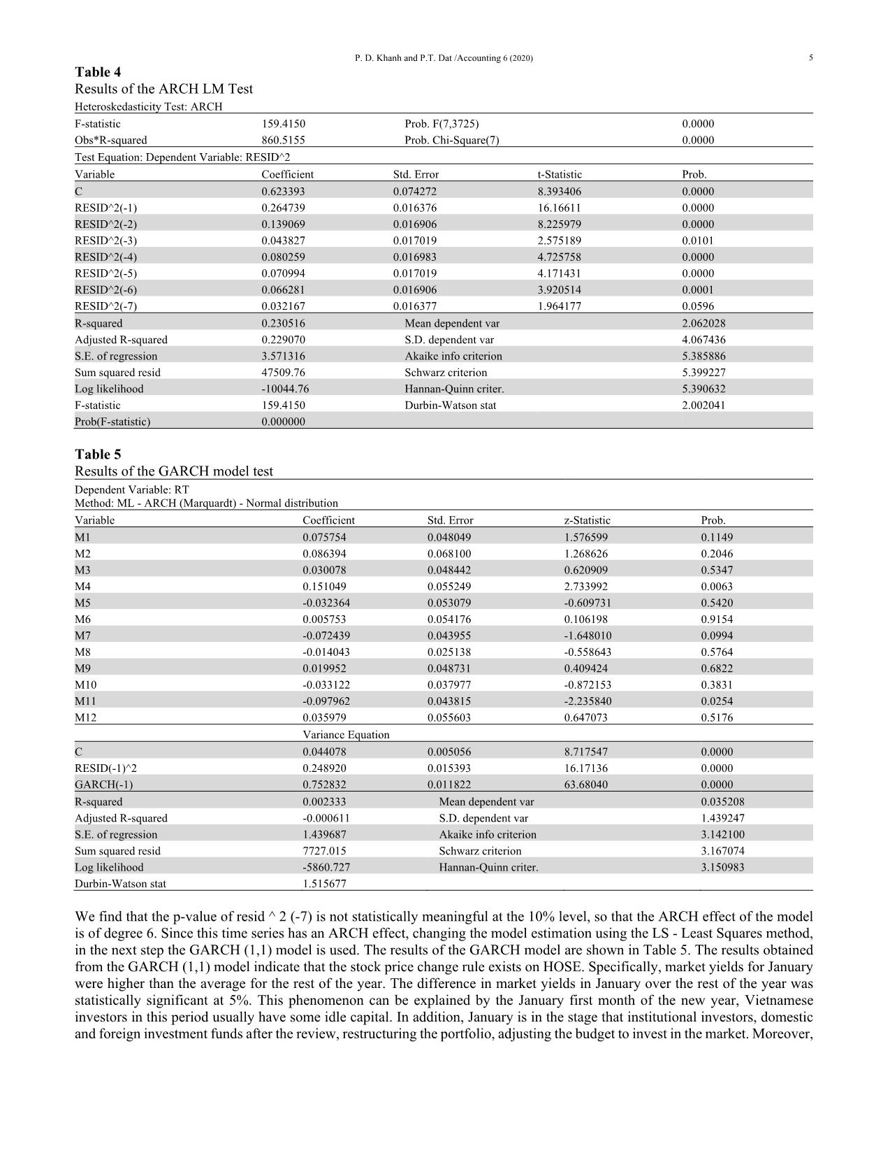 Efficient market hypothesis and calendar effects: Empirical evidences from the Vietnam stock markets trang 5