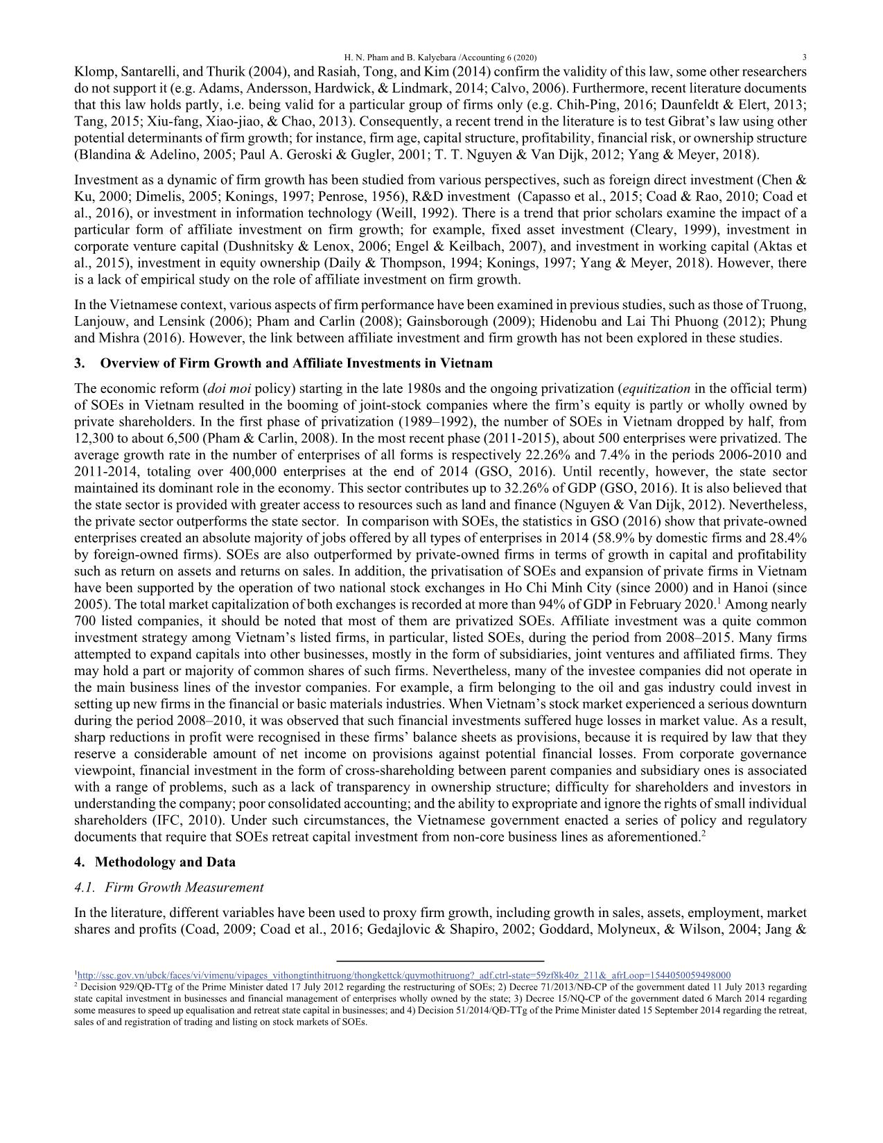 Investments in subsidiaries, joint ventures, affiliates and firm growth: Evidence from Vietnam trang 3