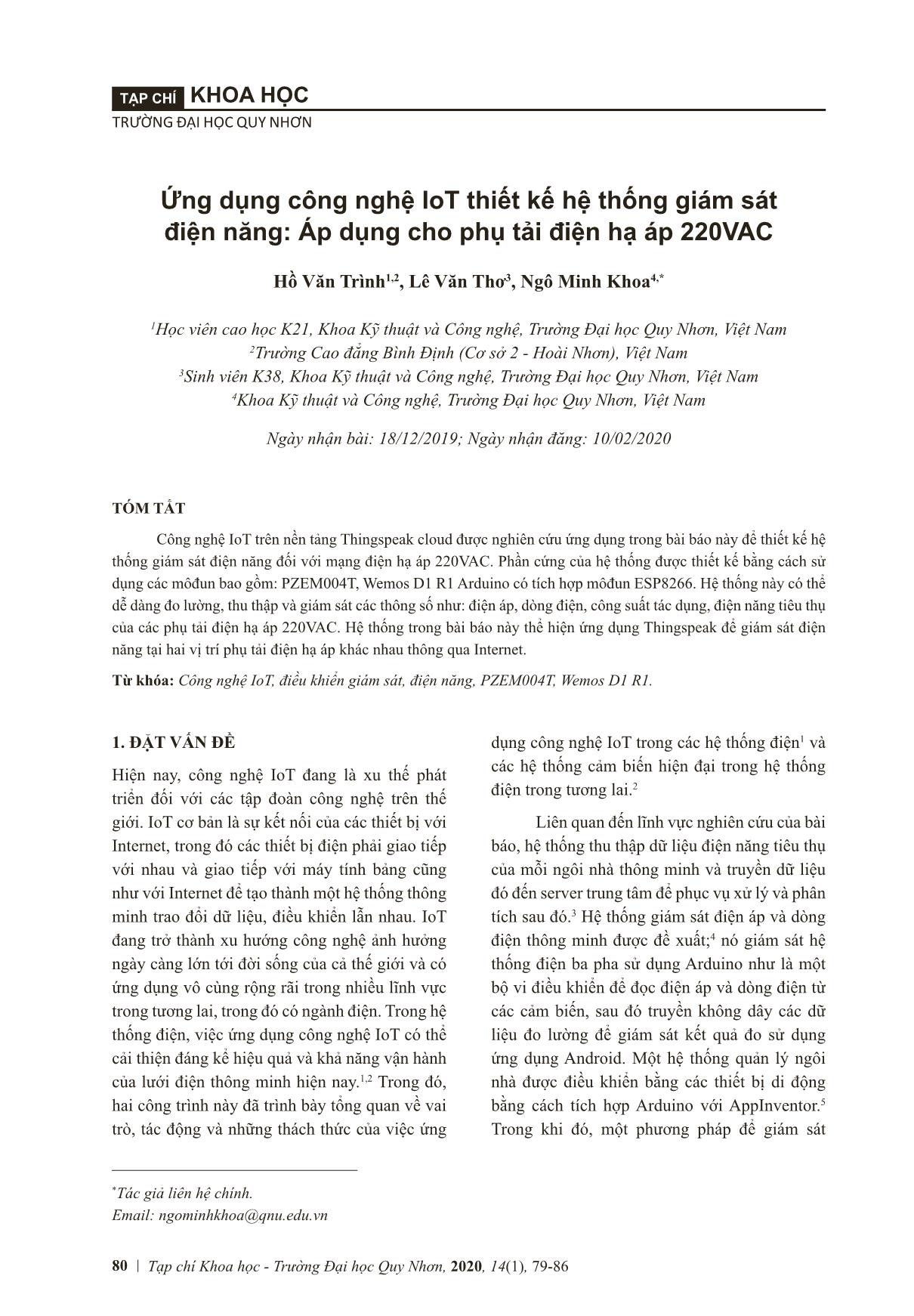 An IoT application for power monitoring system: A case study of 220VAC low voltage load trang 2