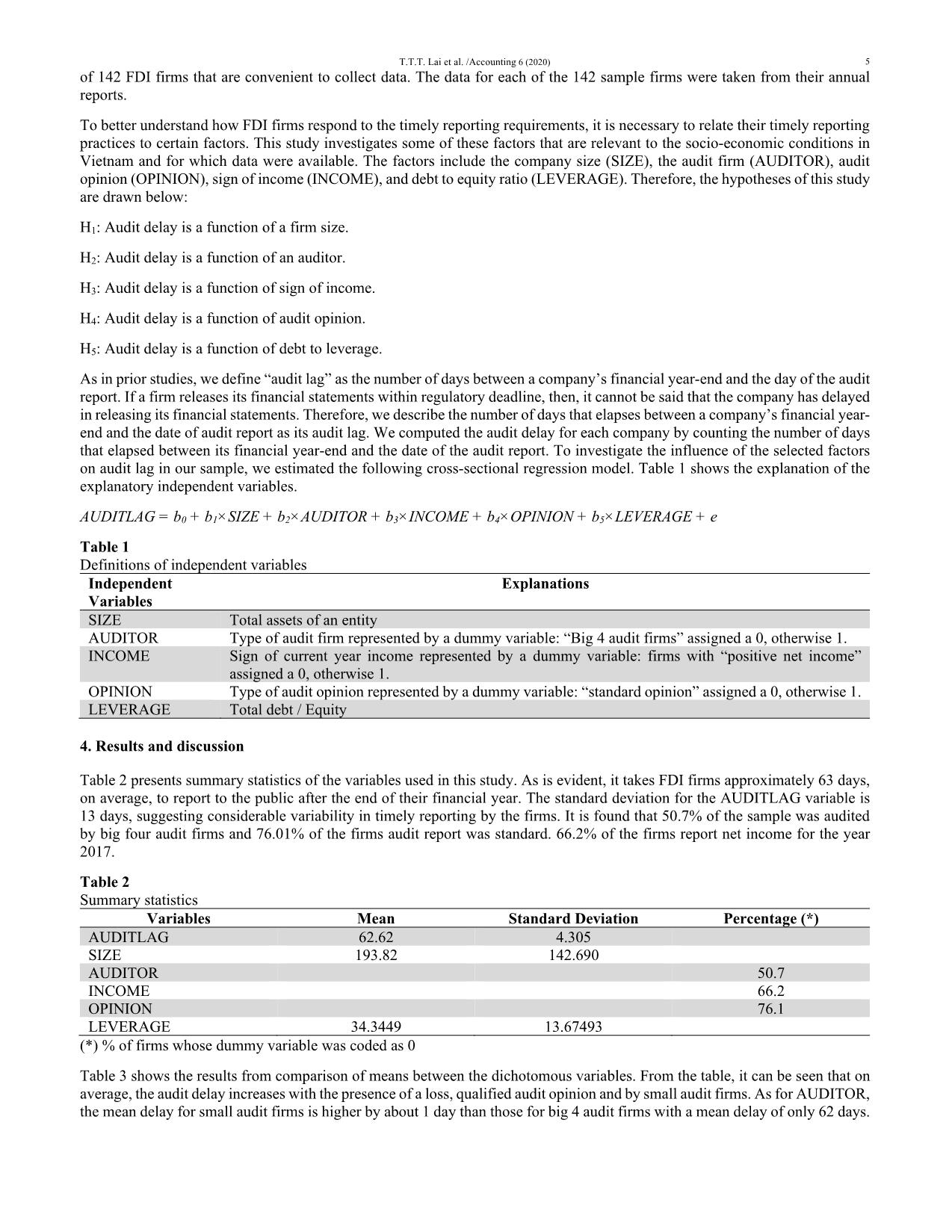 Determinants influencing audit delay: The case of Vietnam trang 5