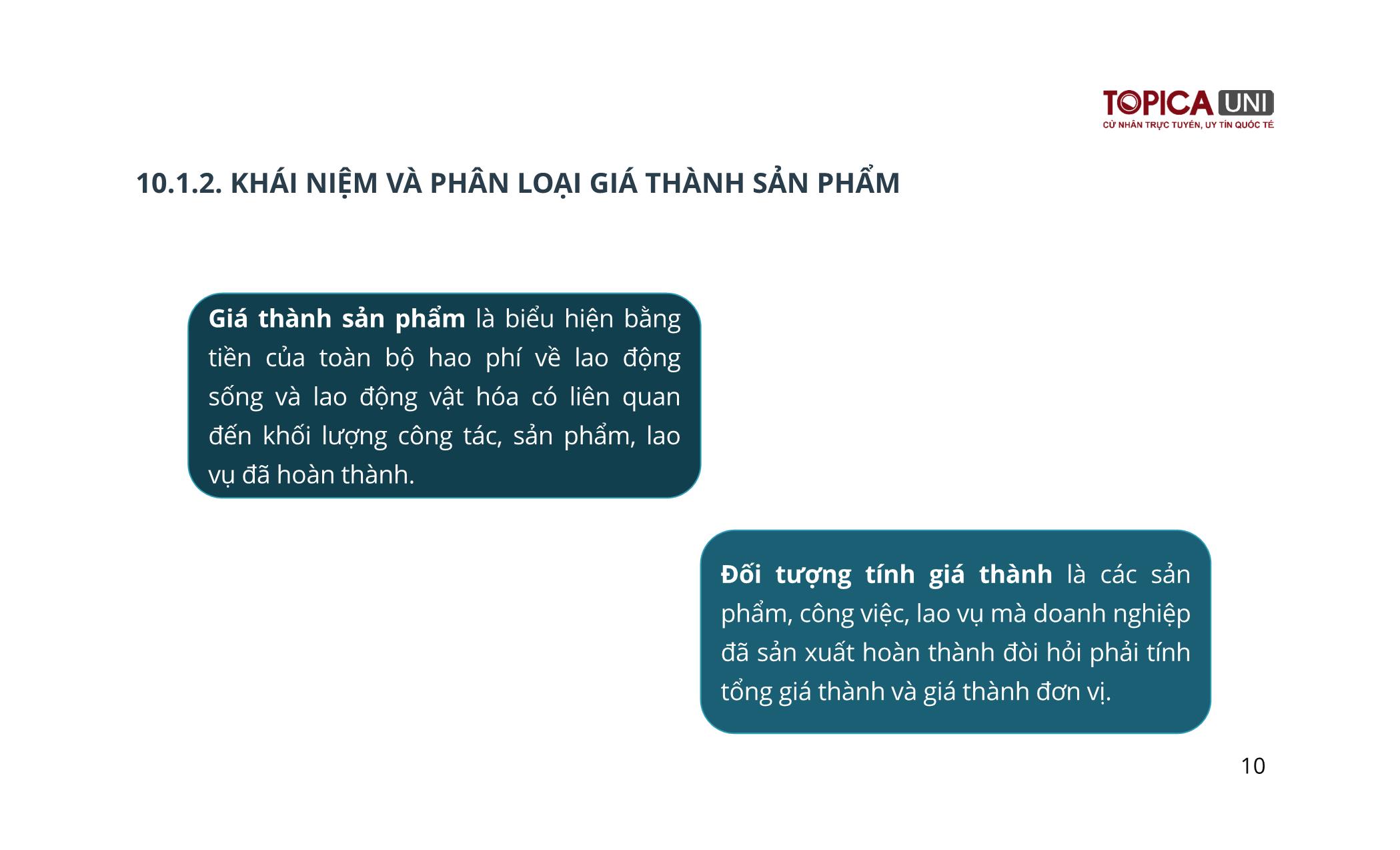 Bài giảng Kế toán chi phí sản xuất - Bài 10: Kế toán chi phí sản xuất và tính giá thành sản phẩm - Trần Văn Thuận trang 10