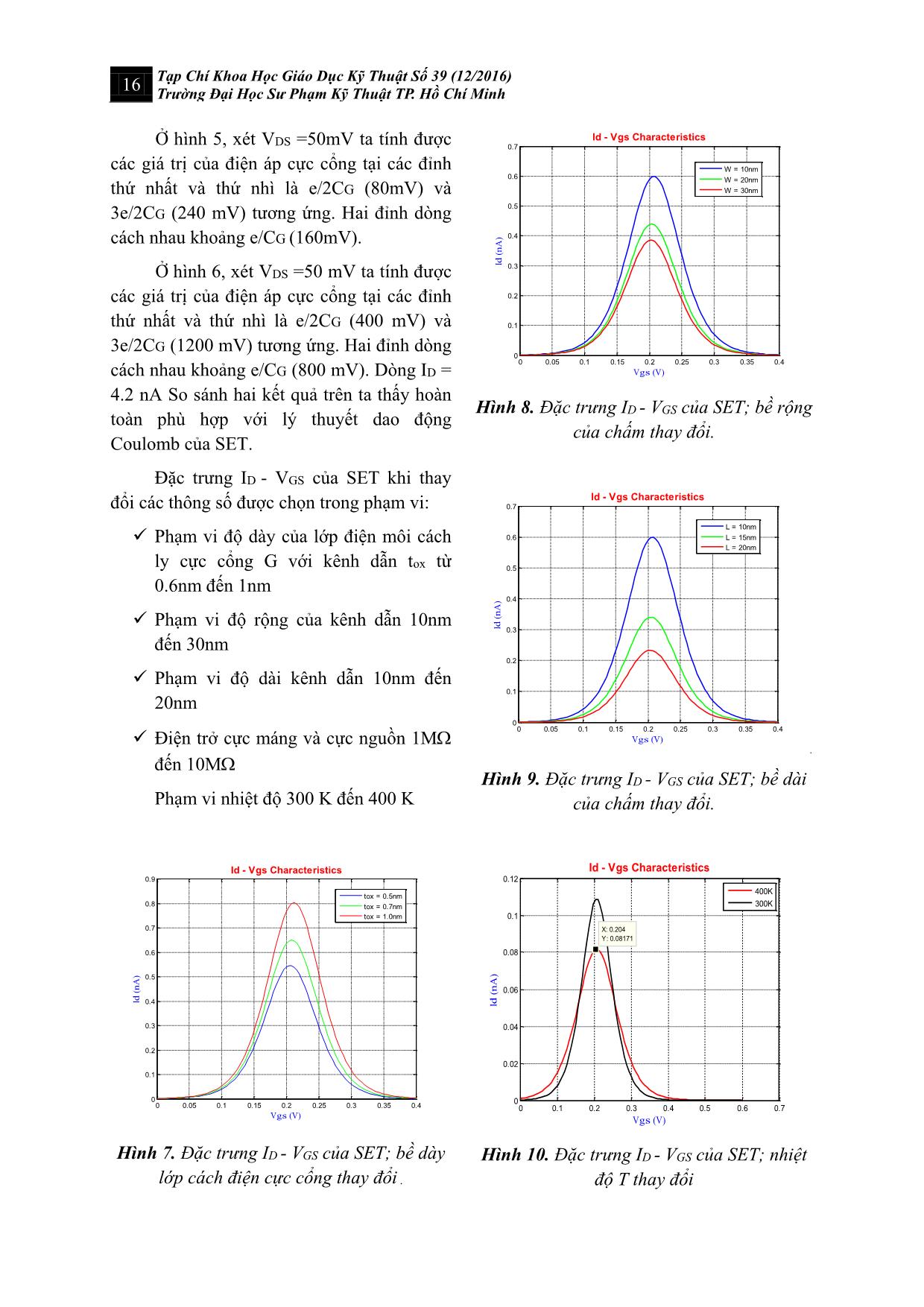 Mô phỏng đặc trưng dòng điện - Điện thế và quy trình chế tạo transistor đơn điện tử (SET) trang 5