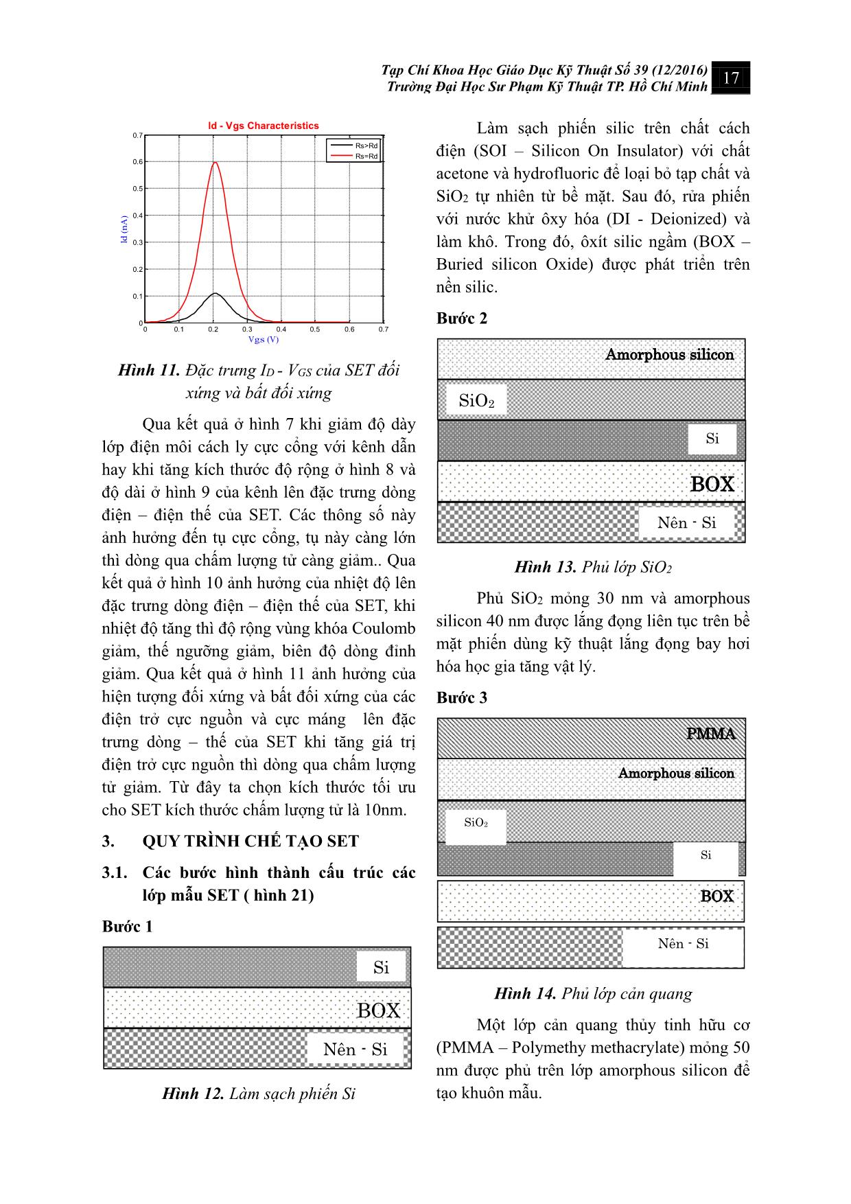 Mô phỏng đặc trưng dòng điện - Điện thế và quy trình chế tạo transistor đơn điện tử (SET) trang 6
