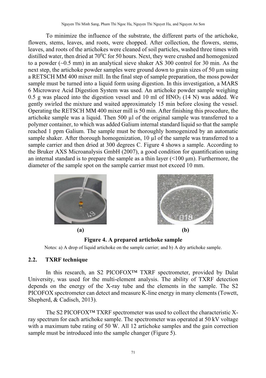 Phân tích định lượng các nguyên tố vết trong cây artichoke tại thành phố đà lạt sử dụng phương pháp huỳnh quang tia X phản xạ toàn phần trang 5
