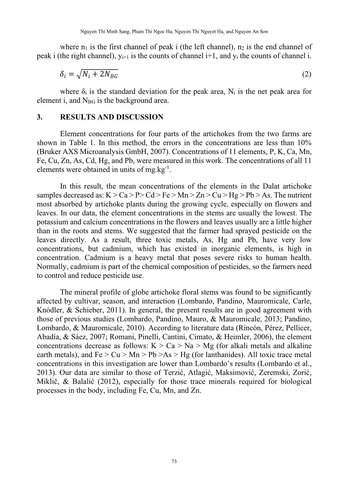 Phân tích định lượng các nguyên tố vết trong cây artichoke tại thành phố đà lạt sử dụng phương pháp huỳnh quang tia X phản xạ toàn phần trang 7