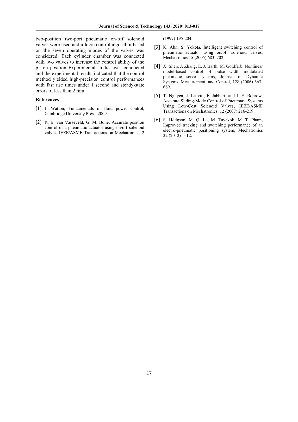 Position Control of a Pneumatic Cylinder Using On-Off Solenoid Valves in Combination with Programable Logic Controller trang 5