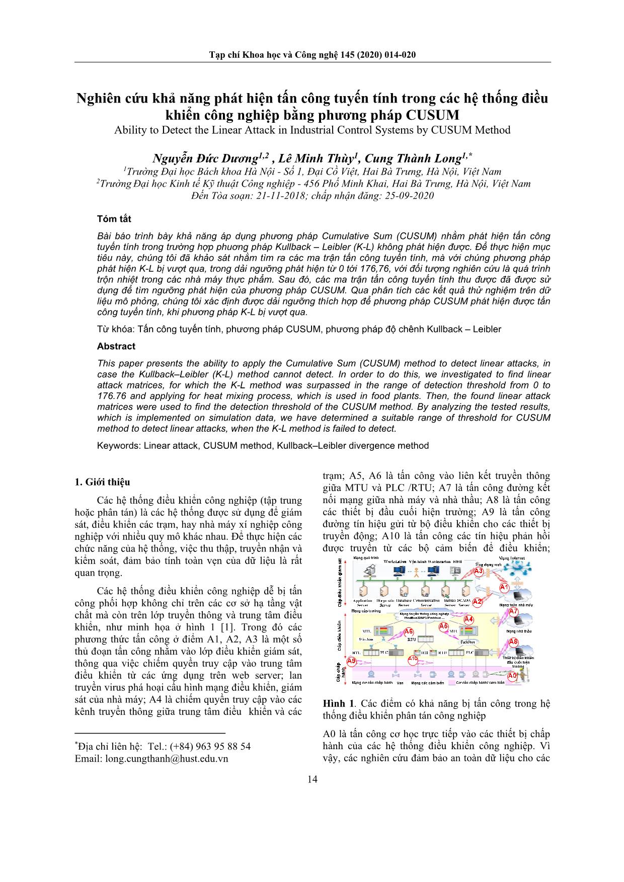 Nghiên cứu khả năng phát hiện tấn công tuyến tính trong các hệ thống điều khiển công nghiệp bằng phương pháp cusum trang 1