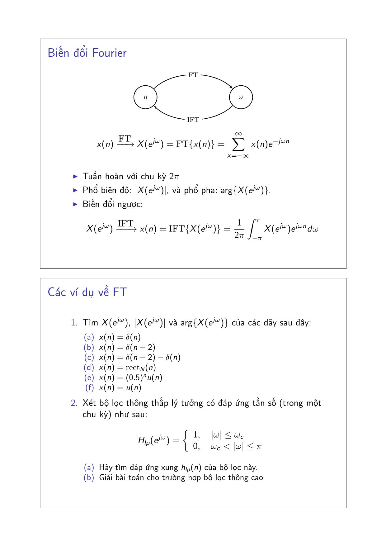 Bài giảng Xử lý tín hiệu số - Chương 2: Các phép biến đổi Fourier - Đặng Quang Hiếu trang 2