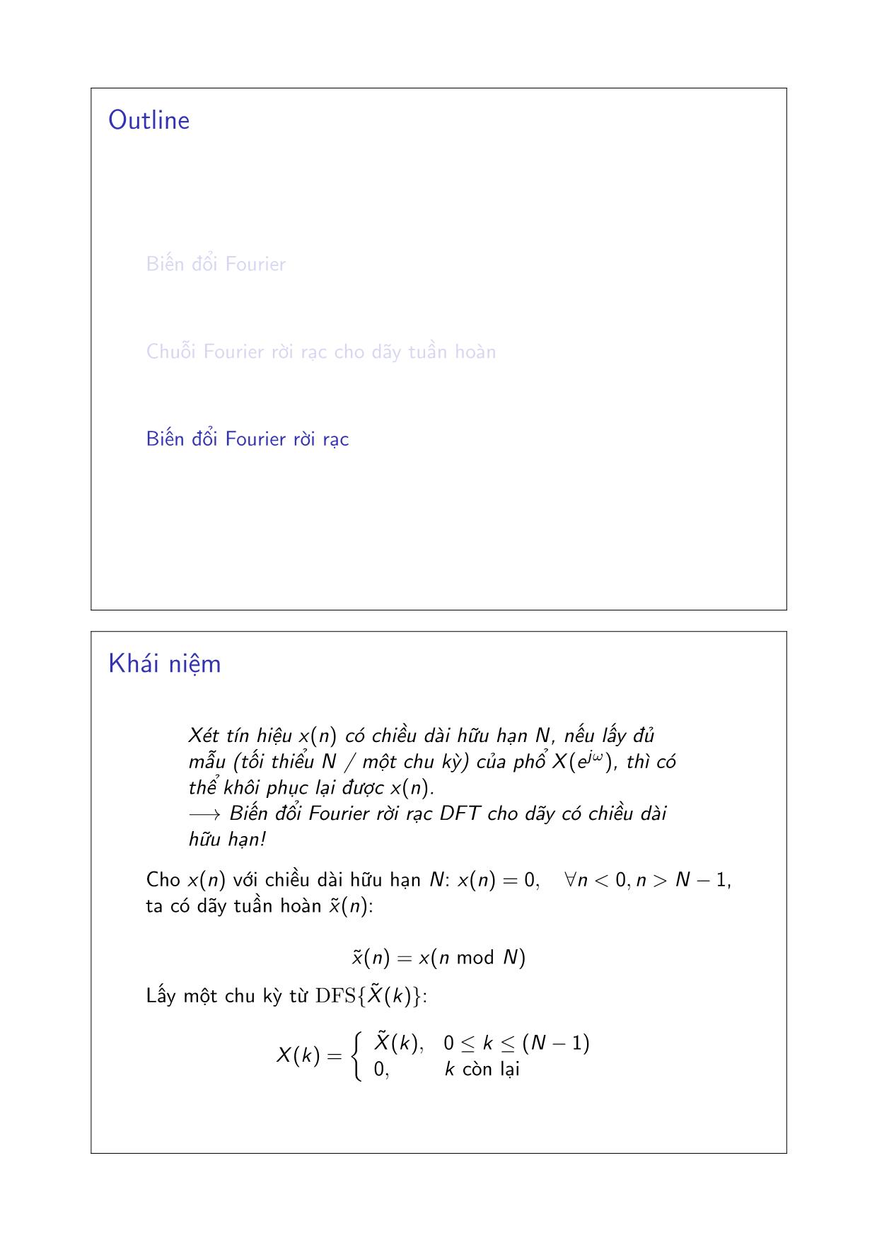 Bài giảng Xử lý tín hiệu số - Chương 2: Các phép biến đổi Fourier - Đặng Quang Hiếu trang 9