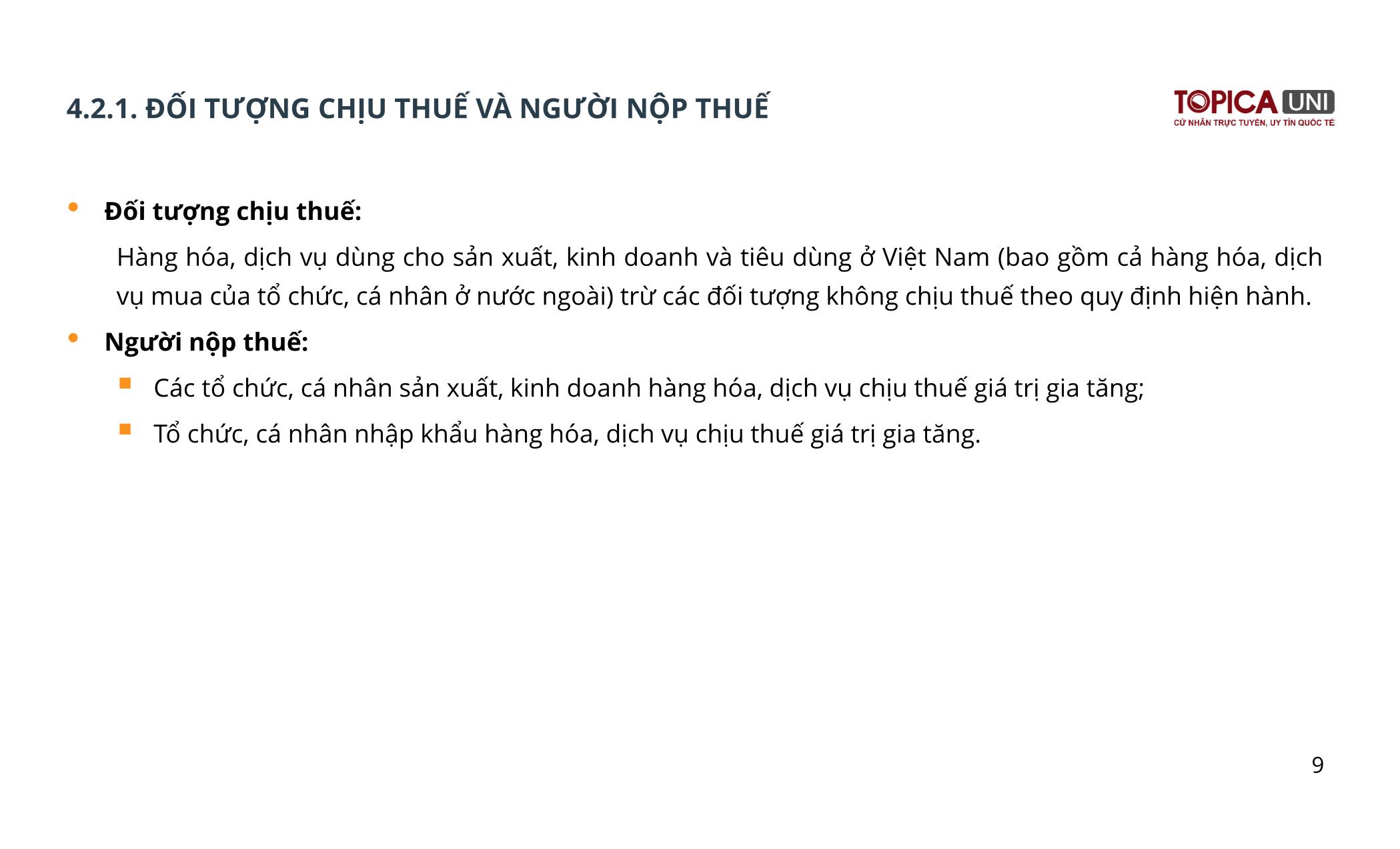 Bài giảng Kế toán thuế - Bài 4: Thuế giá trị gia tăng - Vũ Duy Nguyên trang 9