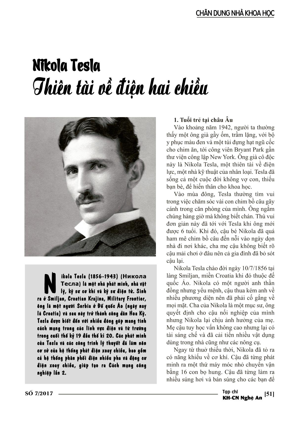 Nikola Tesla thiên tài về điện hai chiều trang 1