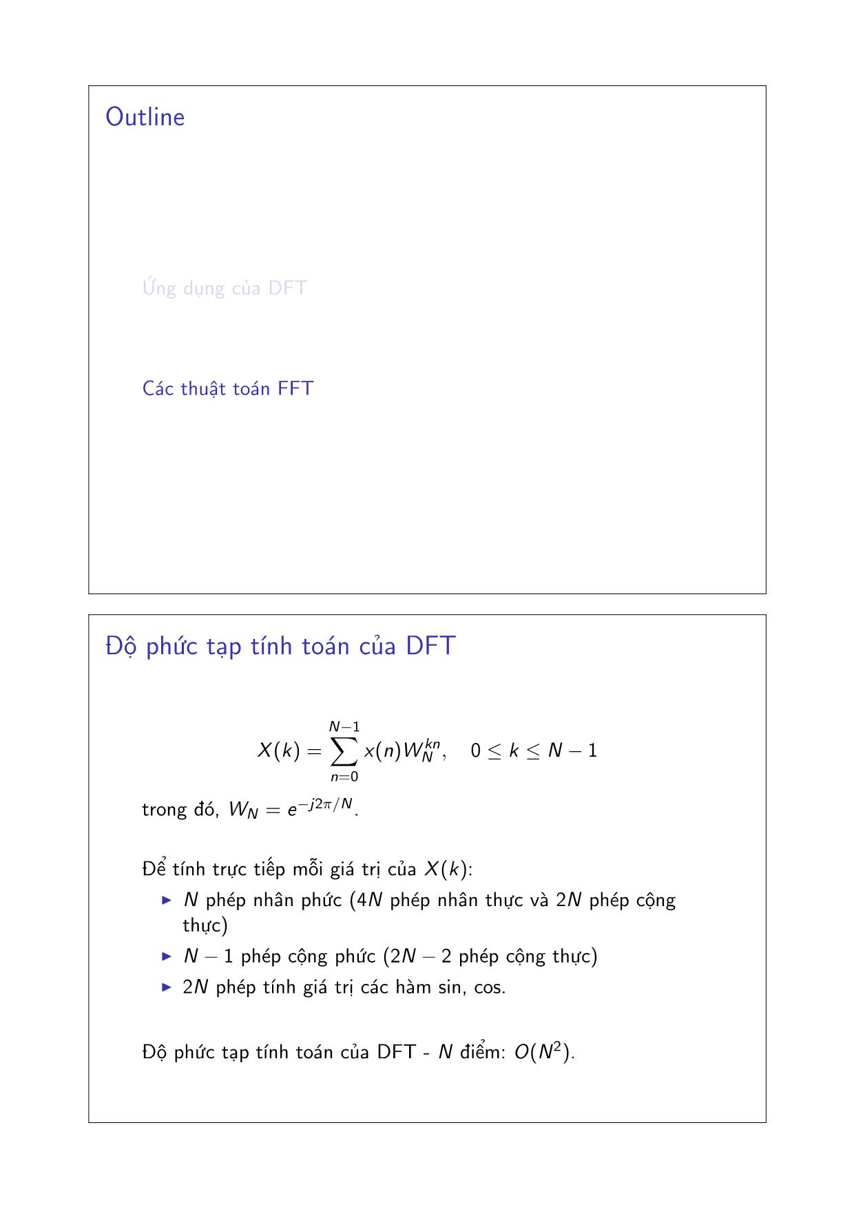 Bài giảng Xử lý tín hiệu số - Chương 3: Các thuật toán FFT và ứng dụng - Đặng Quang Hiếu trang 4