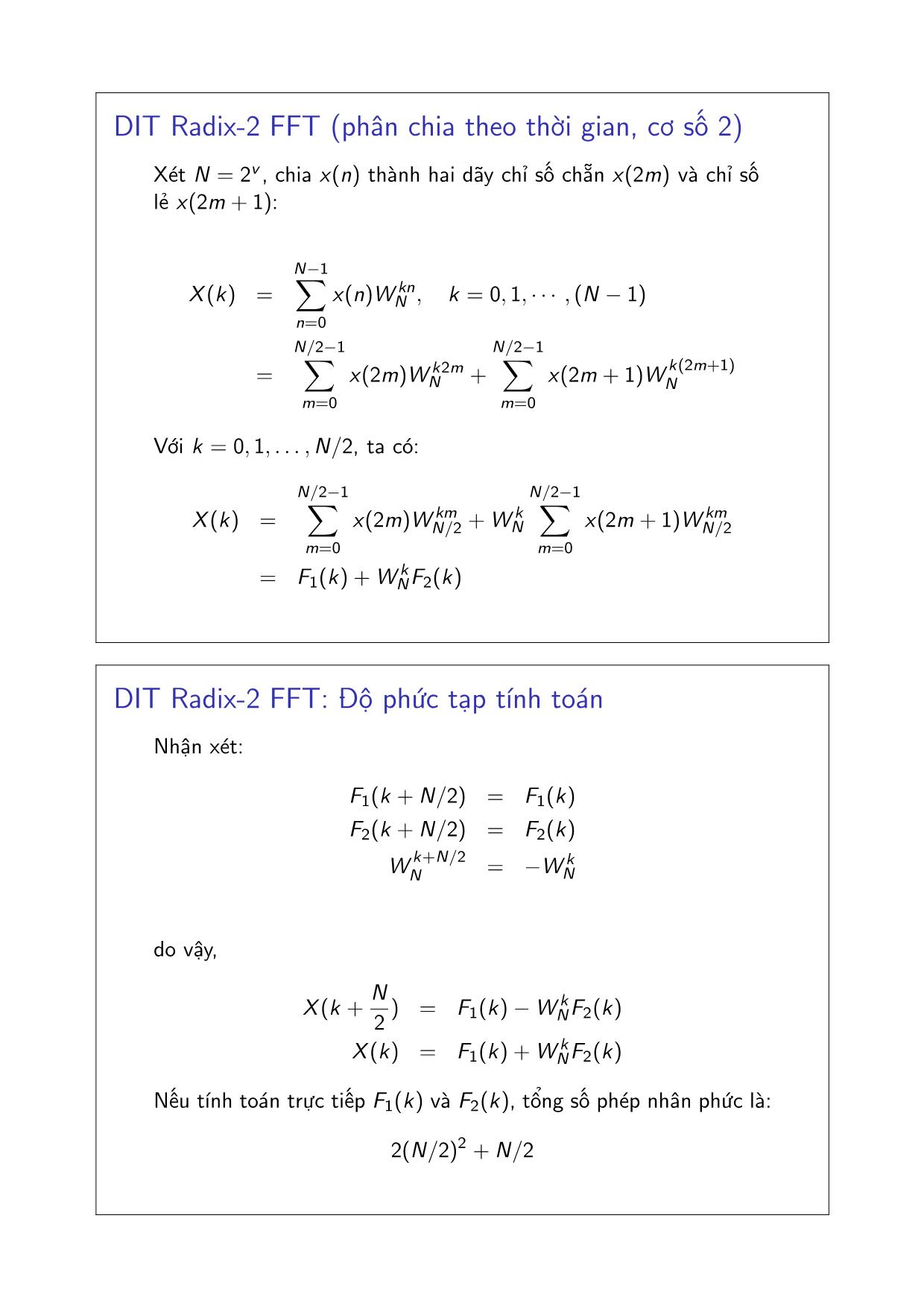 Bài giảng Xử lý tín hiệu số - Chương 3: Các thuật toán FFT và ứng dụng - Đặng Quang Hiếu trang 5