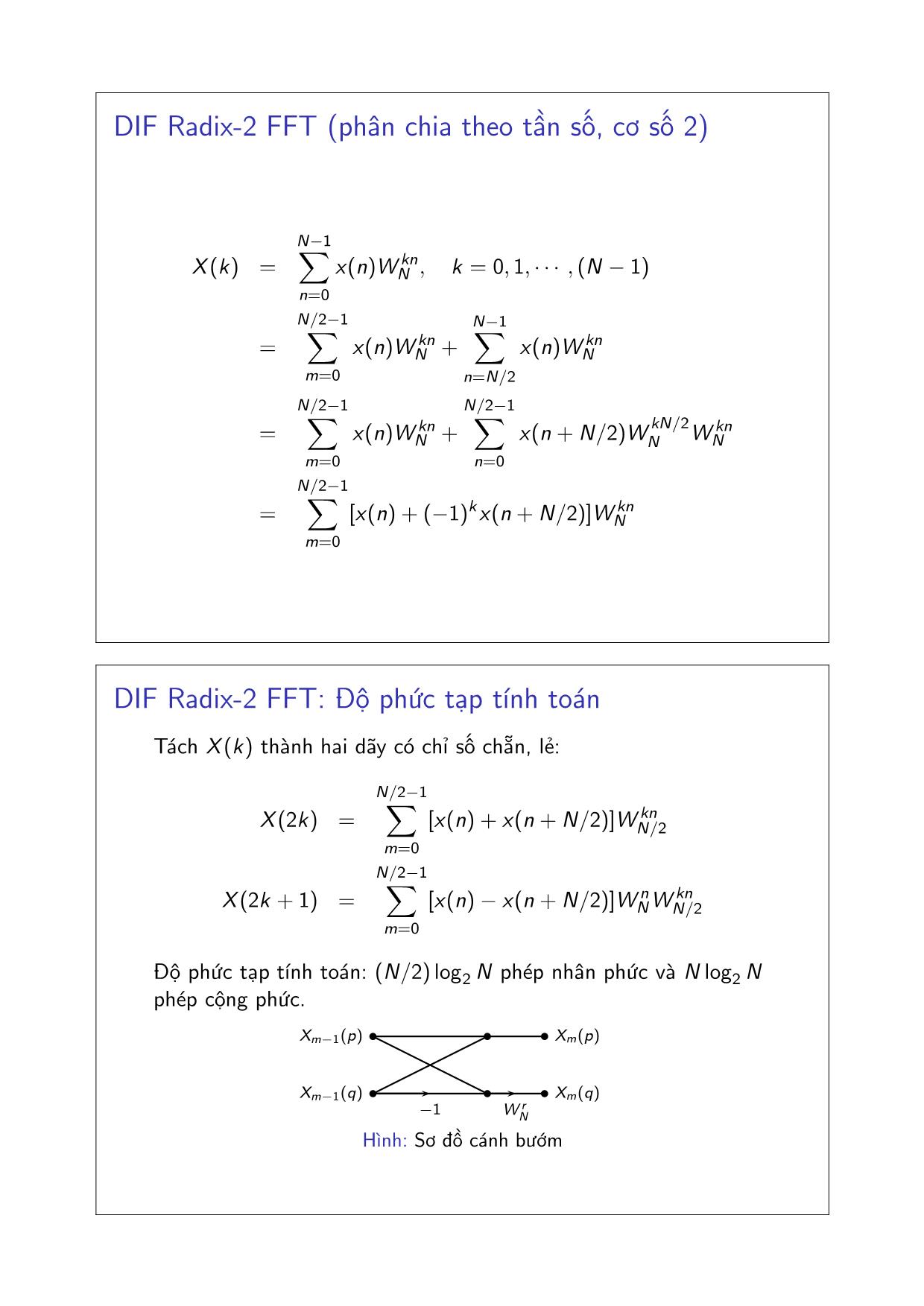Bài giảng Xử lý tín hiệu số - Chương 3: Các thuật toán FFT và ứng dụng - Đặng Quang Hiếu trang 9