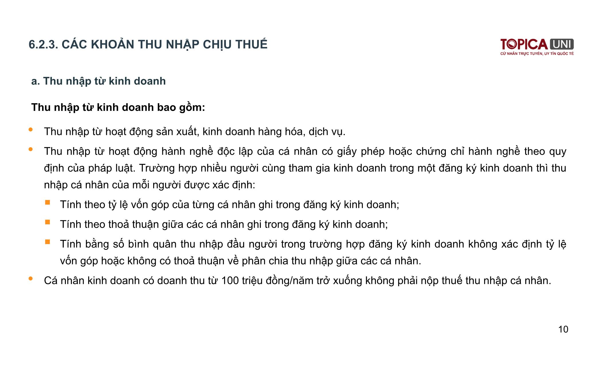 Bài giảng Kế toán thuế - Bài 6: Thuế thu nhập cá nhân - Lý Phương Duyên trang 10