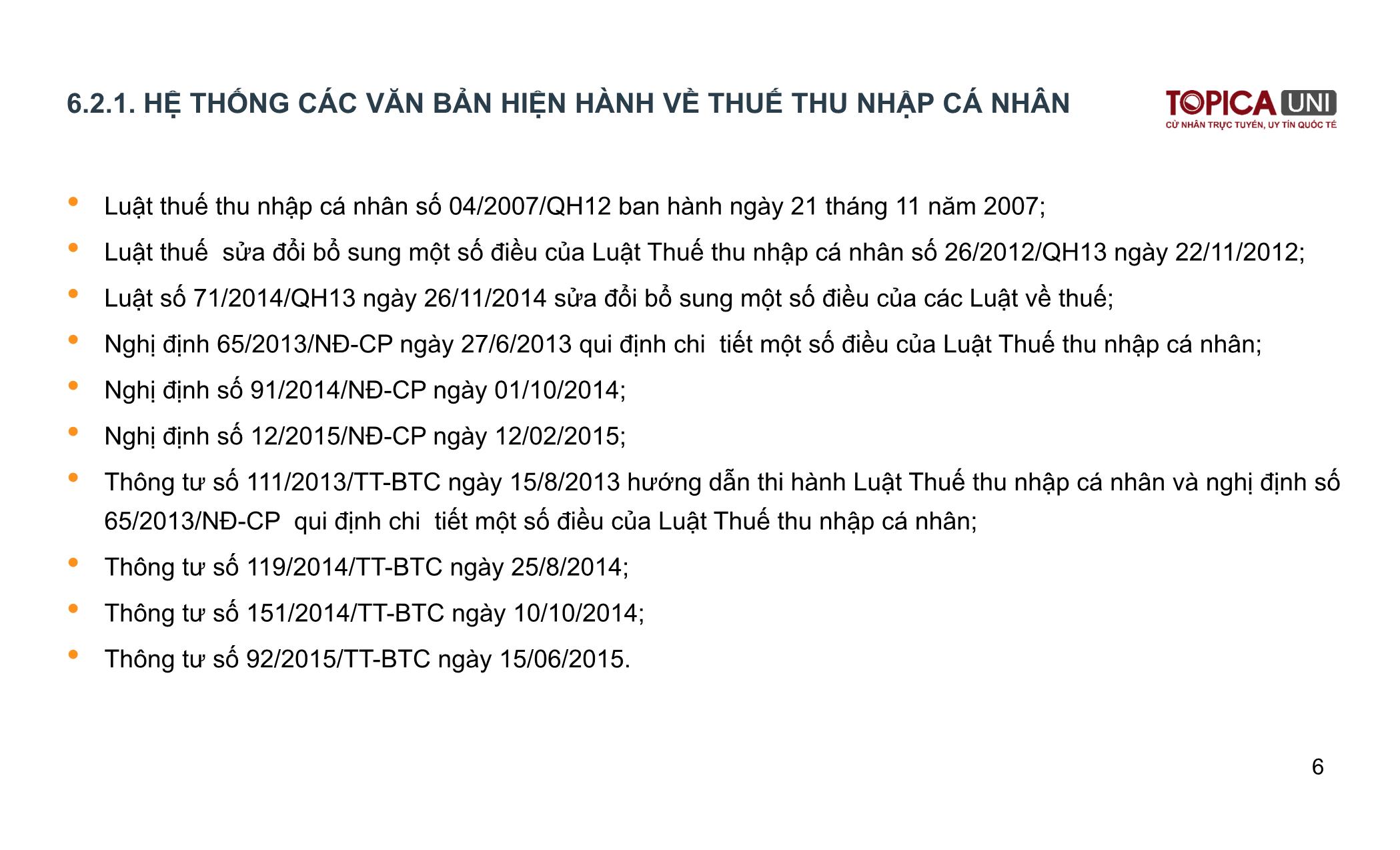 Bài giảng Kế toán thuế - Bài 6: Thuế thu nhập cá nhân - Lý Phương Duyên trang 6