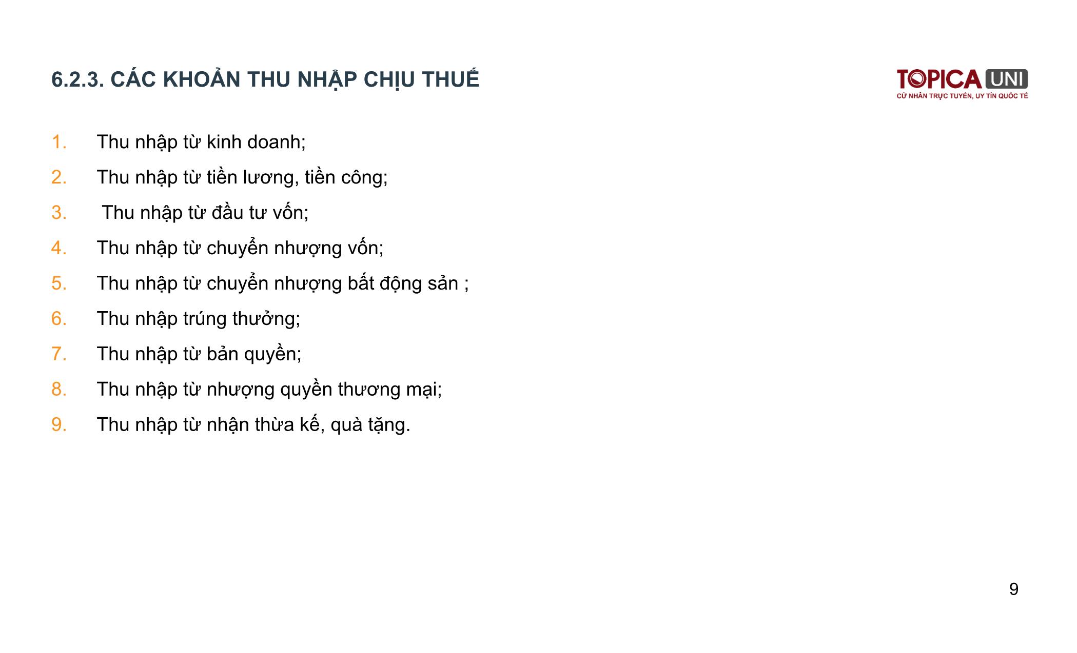 Bài giảng Kế toán thuế - Bài 6: Thuế thu nhập cá nhân - Lý Phương Duyên trang 9