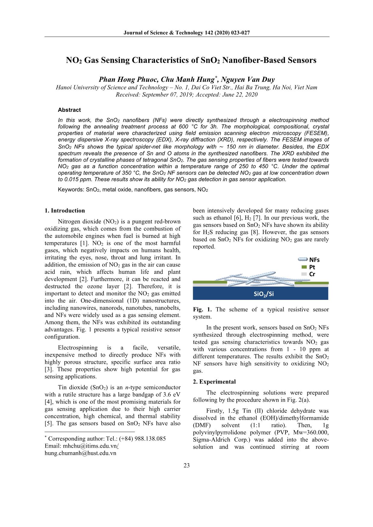 NO2 gas sensing characteristics of SNO2 nanofiber - based sensors trang 1