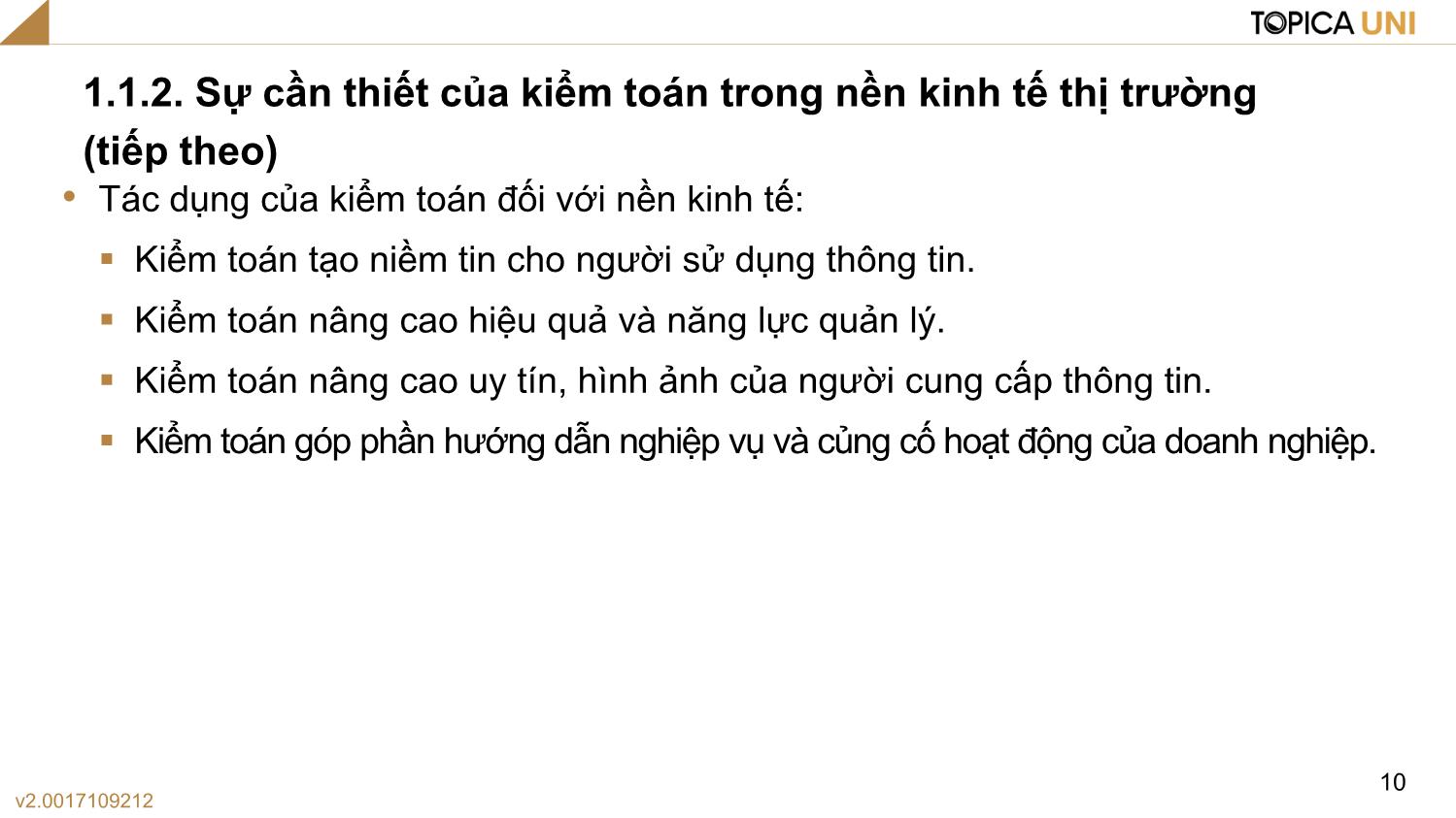 Bài giảng Lý thuyết kiểm toán - Bài 1: Những vấn đề chung về kiểm toán - Phạm Thanh Thủy trang 10