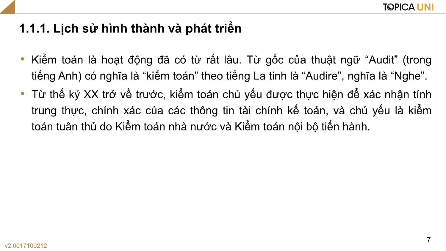 Bài giảng Lý thuyết kiểm toán - Bài 1: Những vấn đề chung về kiểm toán - Phạm Thanh Thủy trang 7