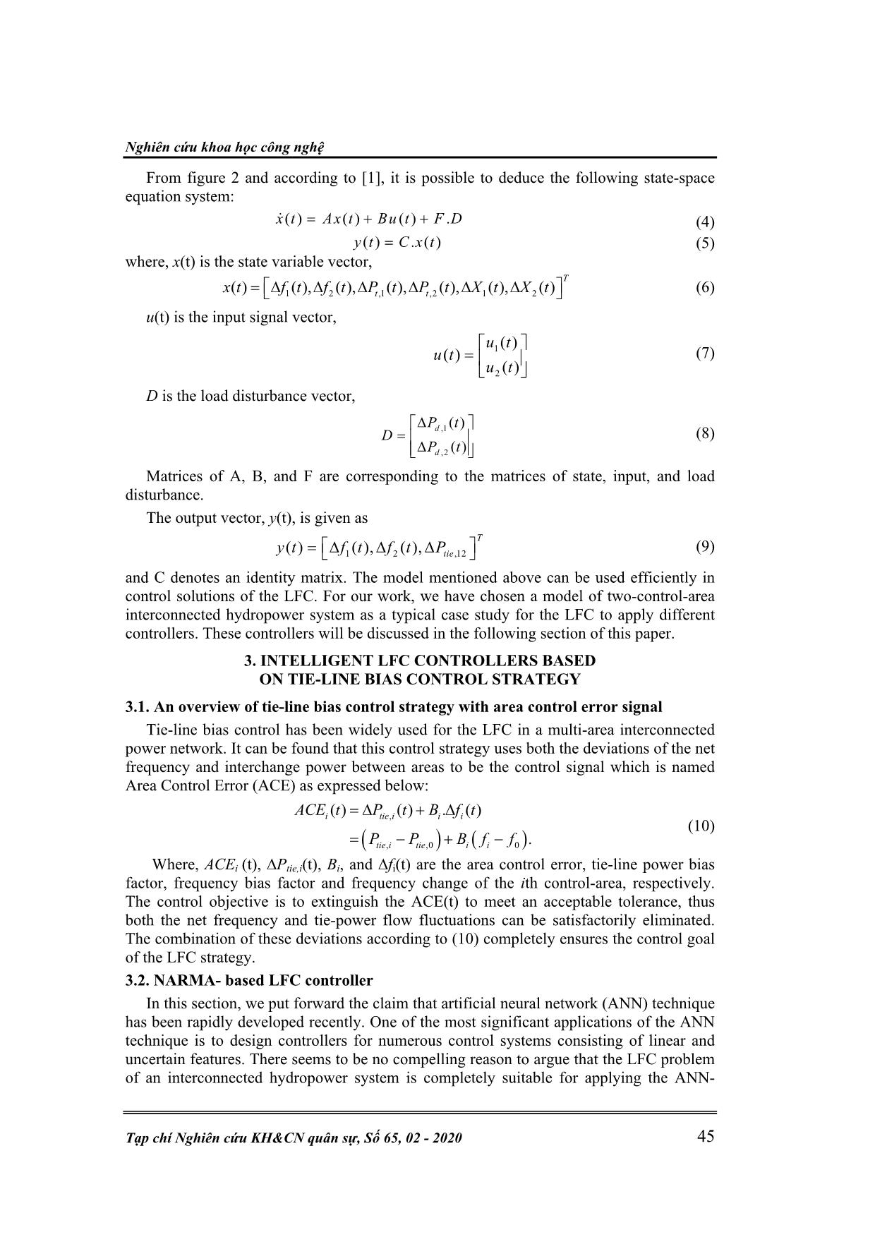 Intelligent ann - based load - frequency control strategies for an interconnected hydropower system trang 3