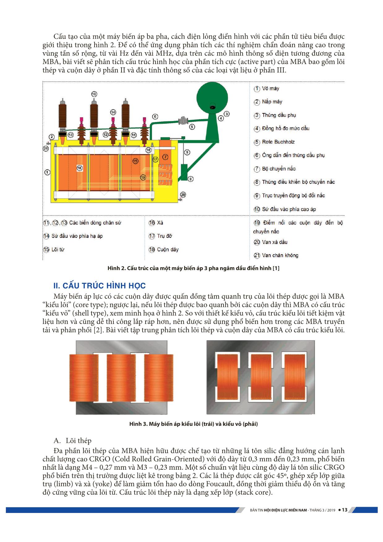 Cấu trúc hình học và đặc tính vật liệu máy biến áp lực trang 2