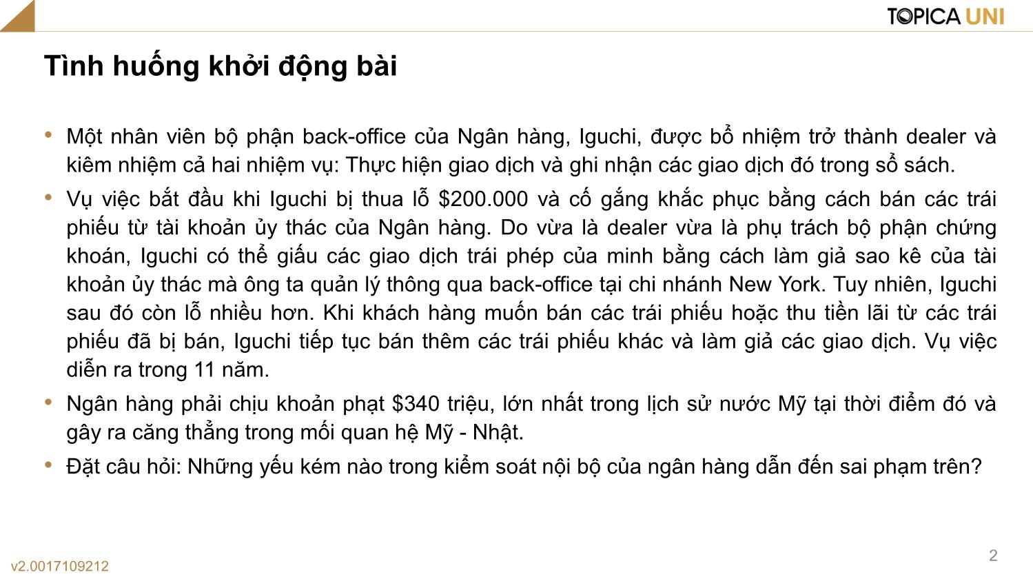 Bài giảng Lý thuyết kiểm toán - Bài 2: Kiểm soát nội bộ - Phạm Thanh Thủy trang 2