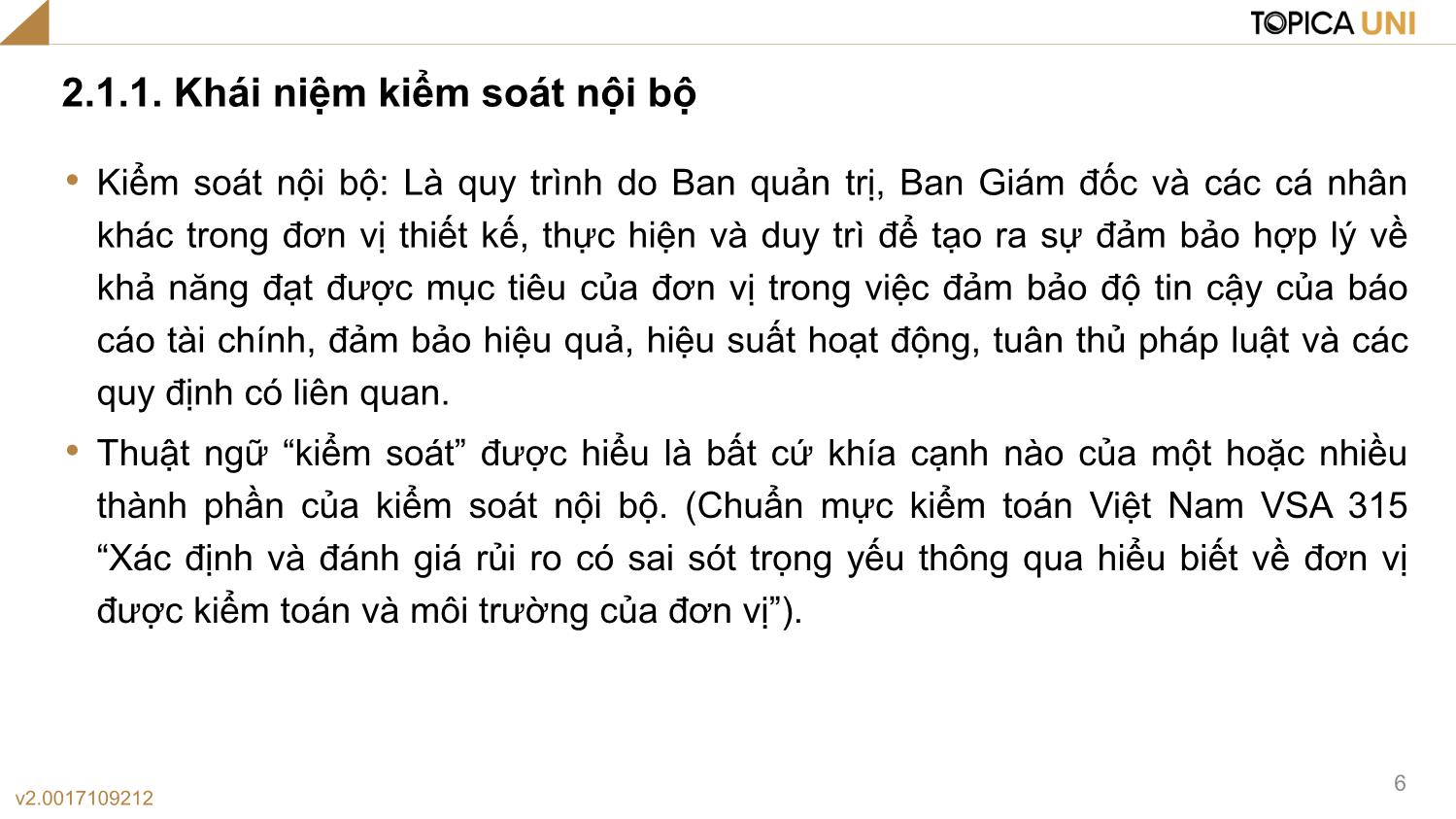 Bài giảng Lý thuyết kiểm toán - Bài 2: Kiểm soát nội bộ - Phạm Thanh Thủy trang 6