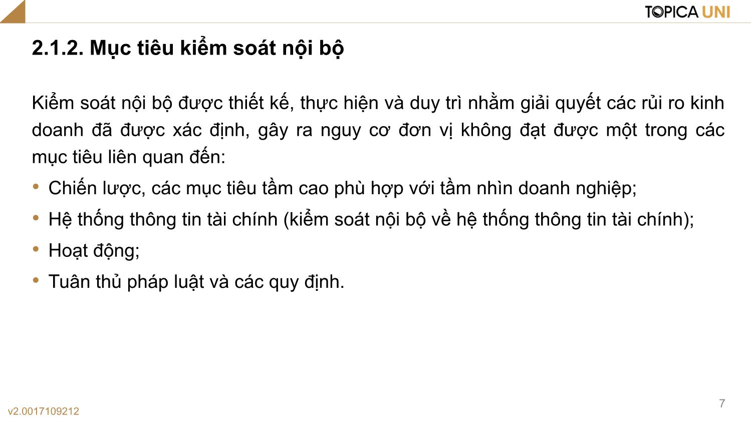 Bài giảng Lý thuyết kiểm toán - Bài 2: Kiểm soát nội bộ - Phạm Thanh Thủy trang 7