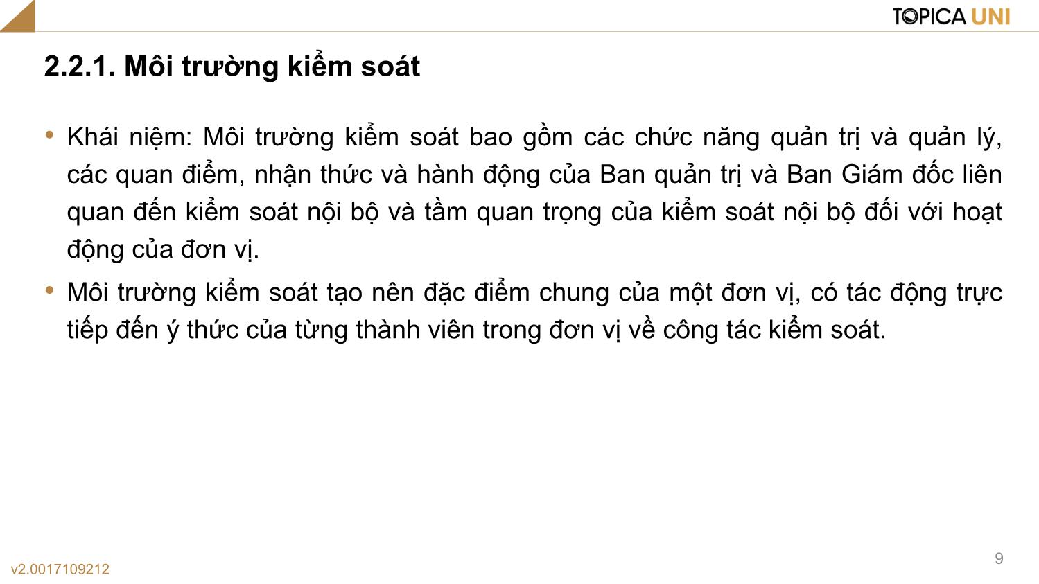 Bài giảng Lý thuyết kiểm toán - Bài 2: Kiểm soát nội bộ - Phạm Thanh Thủy trang 9