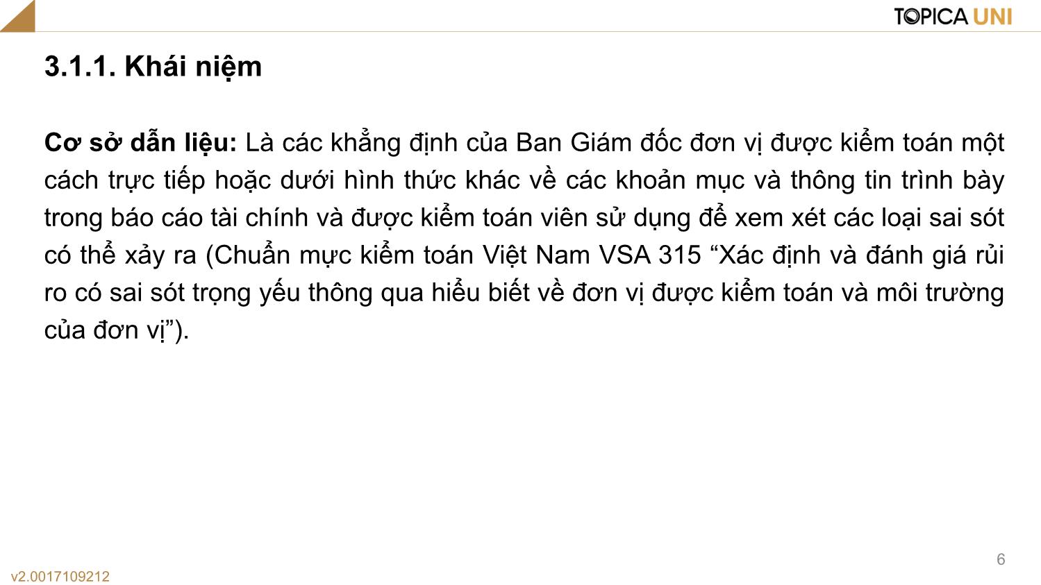 Bài giảng Lý thuyết kiểm toán - Bài 3: Một số khái niệm trong kiểm toán - Phạm Thanh Thủy trang 6