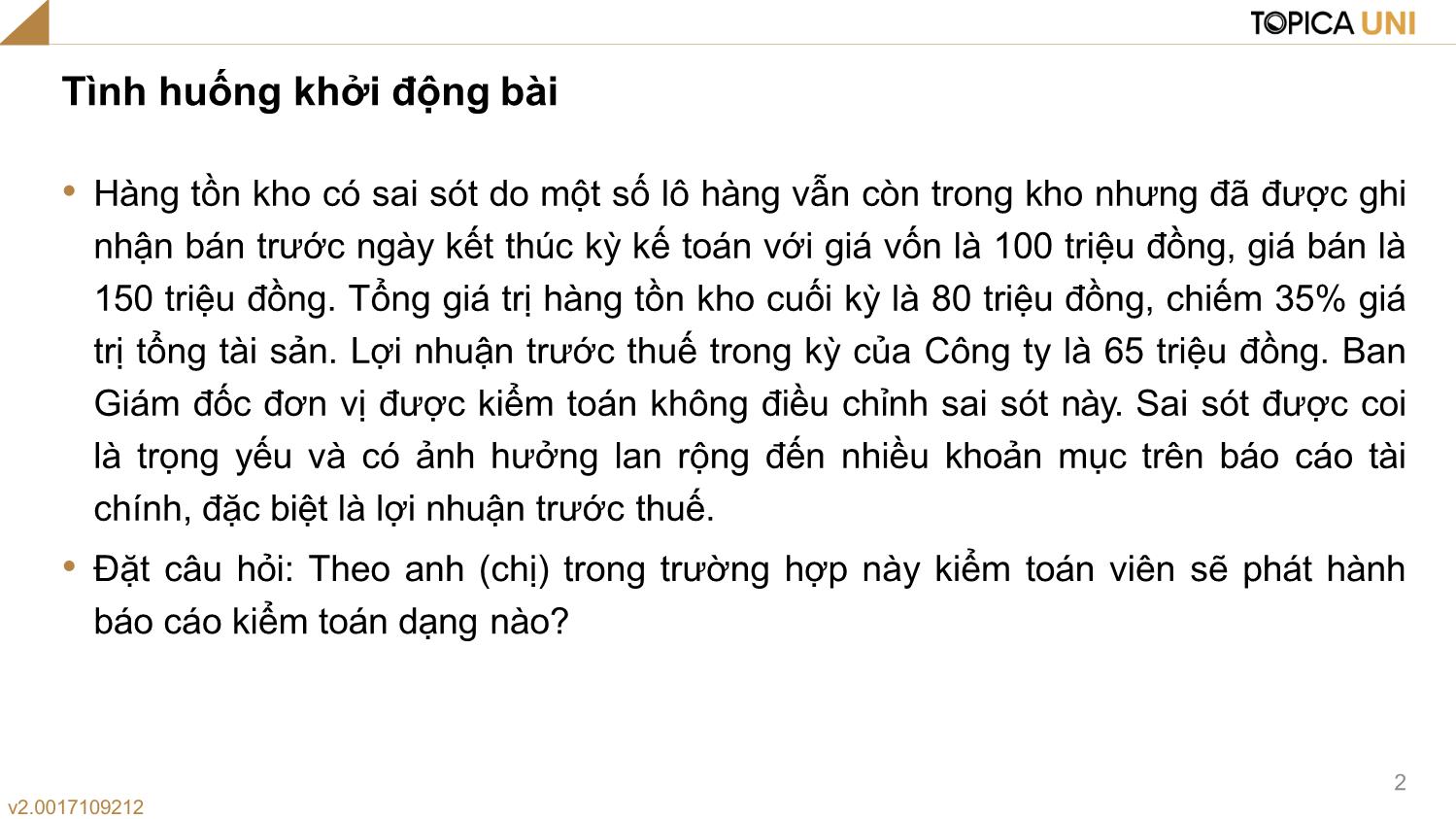 Bài giảng Lý thuyết kiểm toán - Bài 6: Quy trình kiểm toán và Báo cáo kiểm toán - Phạm Thanh Thủy trang 2