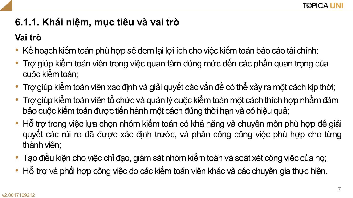 Bài giảng Lý thuyết kiểm toán - Bài 6: Quy trình kiểm toán và Báo cáo kiểm toán - Phạm Thanh Thủy trang 7