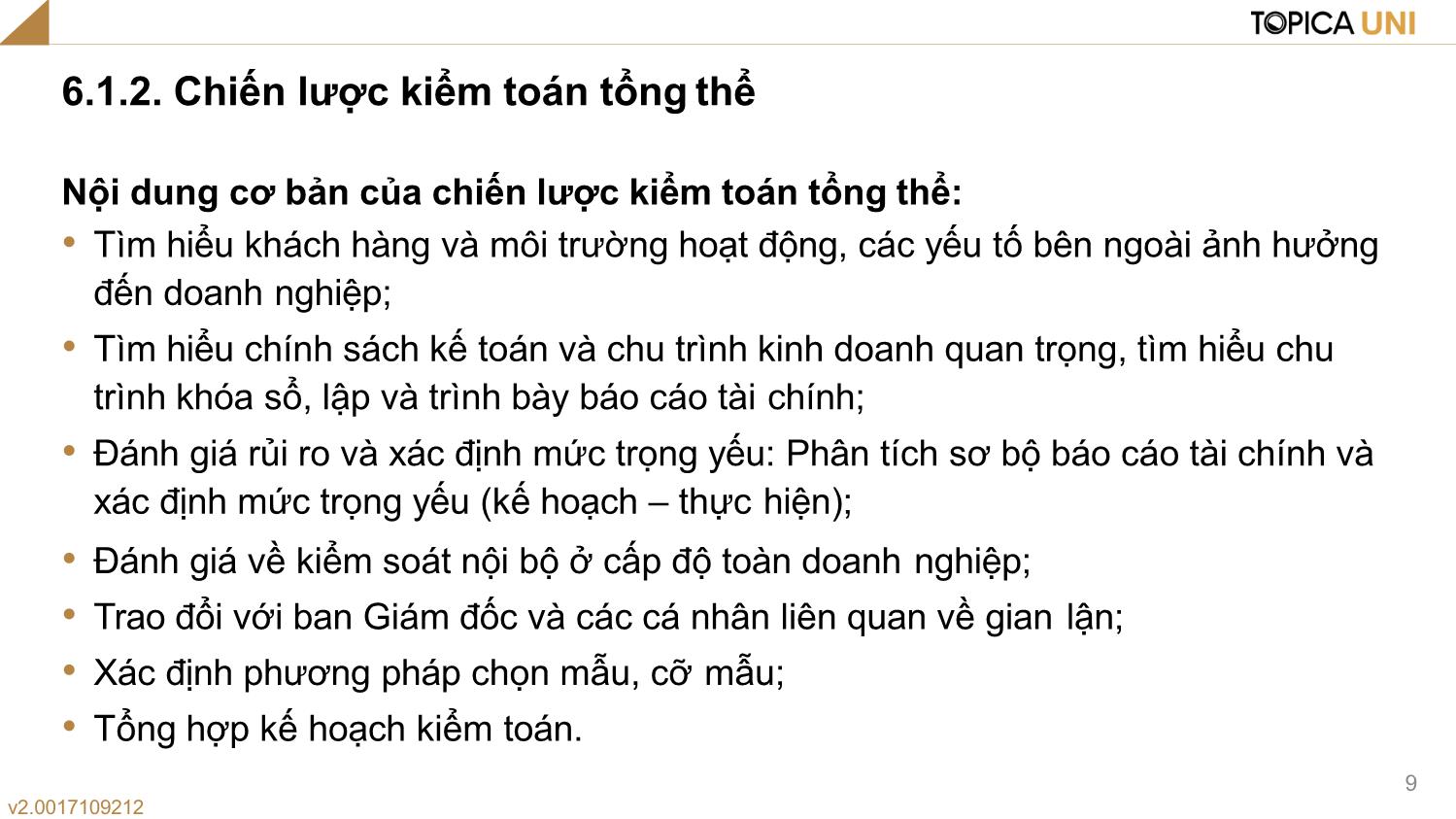 Bài giảng Lý thuyết kiểm toán - Bài 6: Quy trình kiểm toán và Báo cáo kiểm toán - Phạm Thanh Thủy trang 9