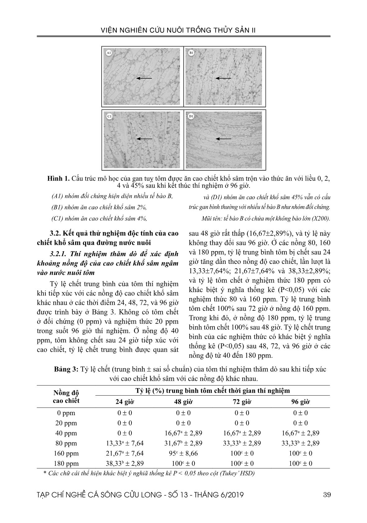 Độ an toàn của cao chiết khổ sâm (Croton tonkinensis) đối với tôm thẻ (Penaeus vannamei) ở điều kiện in vitro trang 5