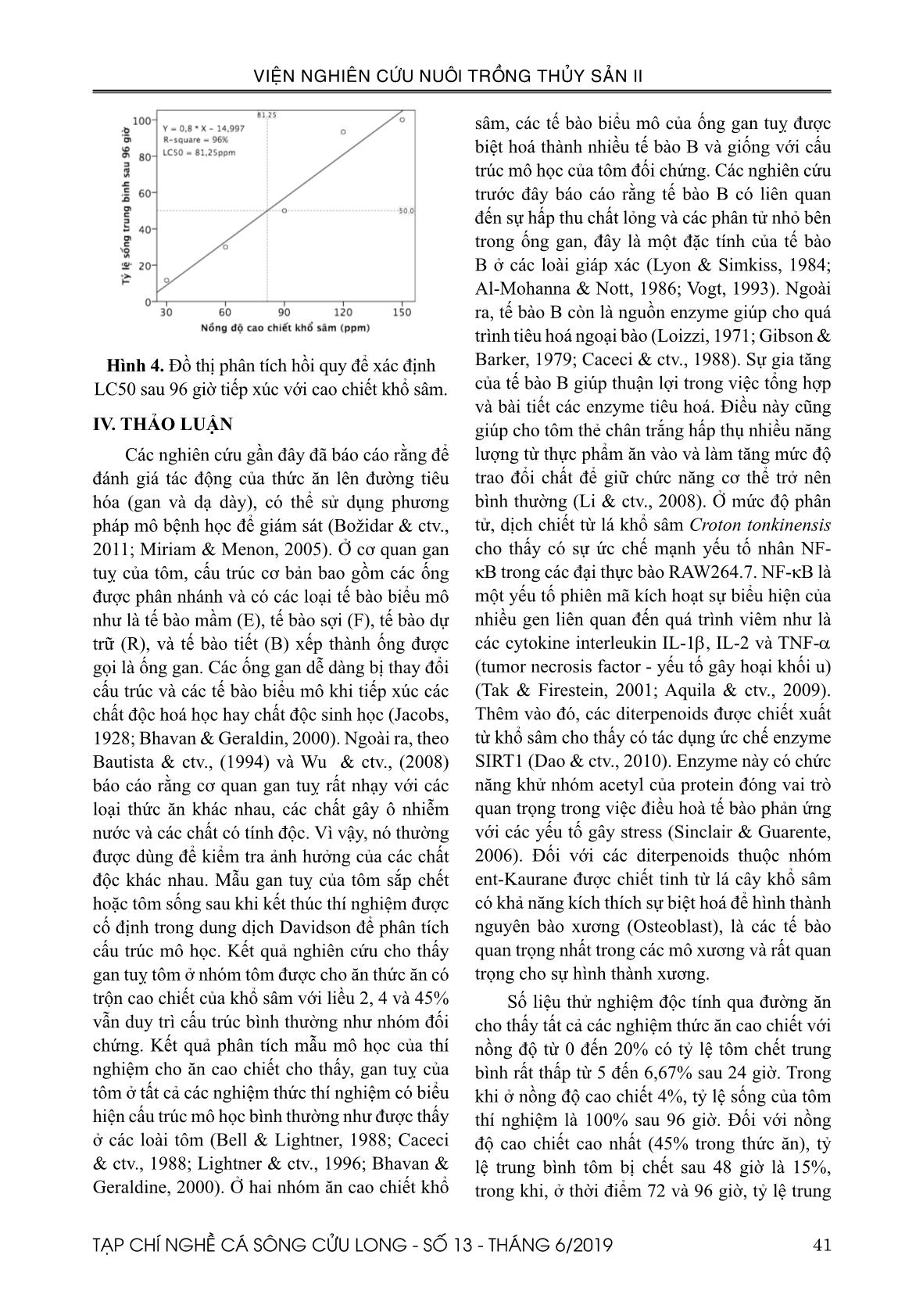 Độ an toàn của cao chiết khổ sâm (Croton tonkinensis) đối với tôm thẻ (Penaeus vannamei) ở điều kiện in vitro trang 7