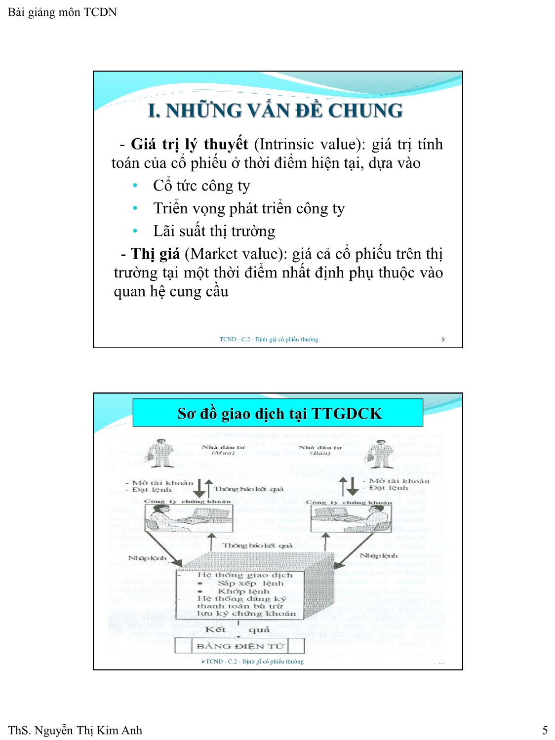 Bài giảng Tài chính doanh nghiệp - Chương 2: Định giá cổ phiếu thường - Nguyễn Thị Kim Anh trang 5